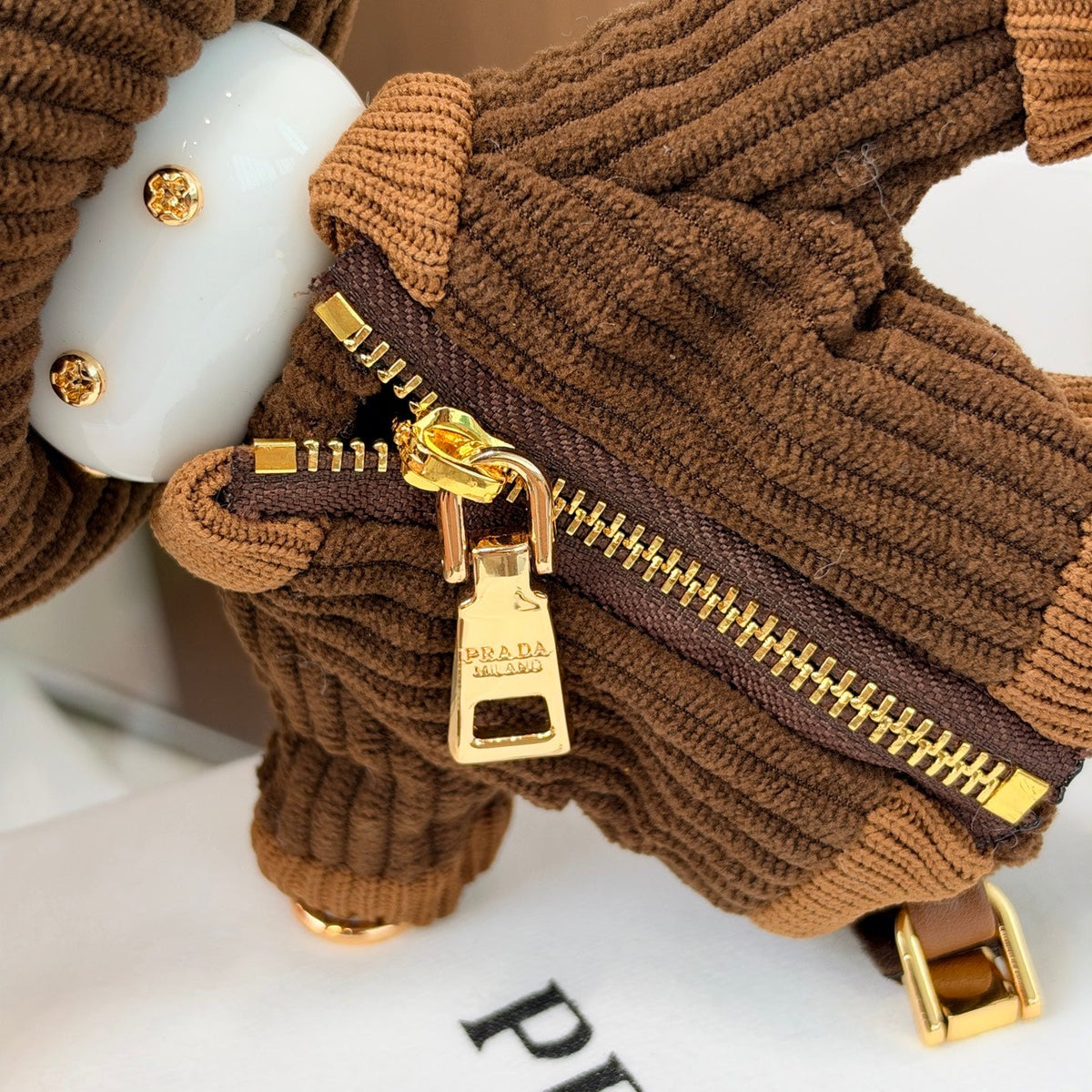 Prada Soft Robot Corduroy Bag Charm 546253