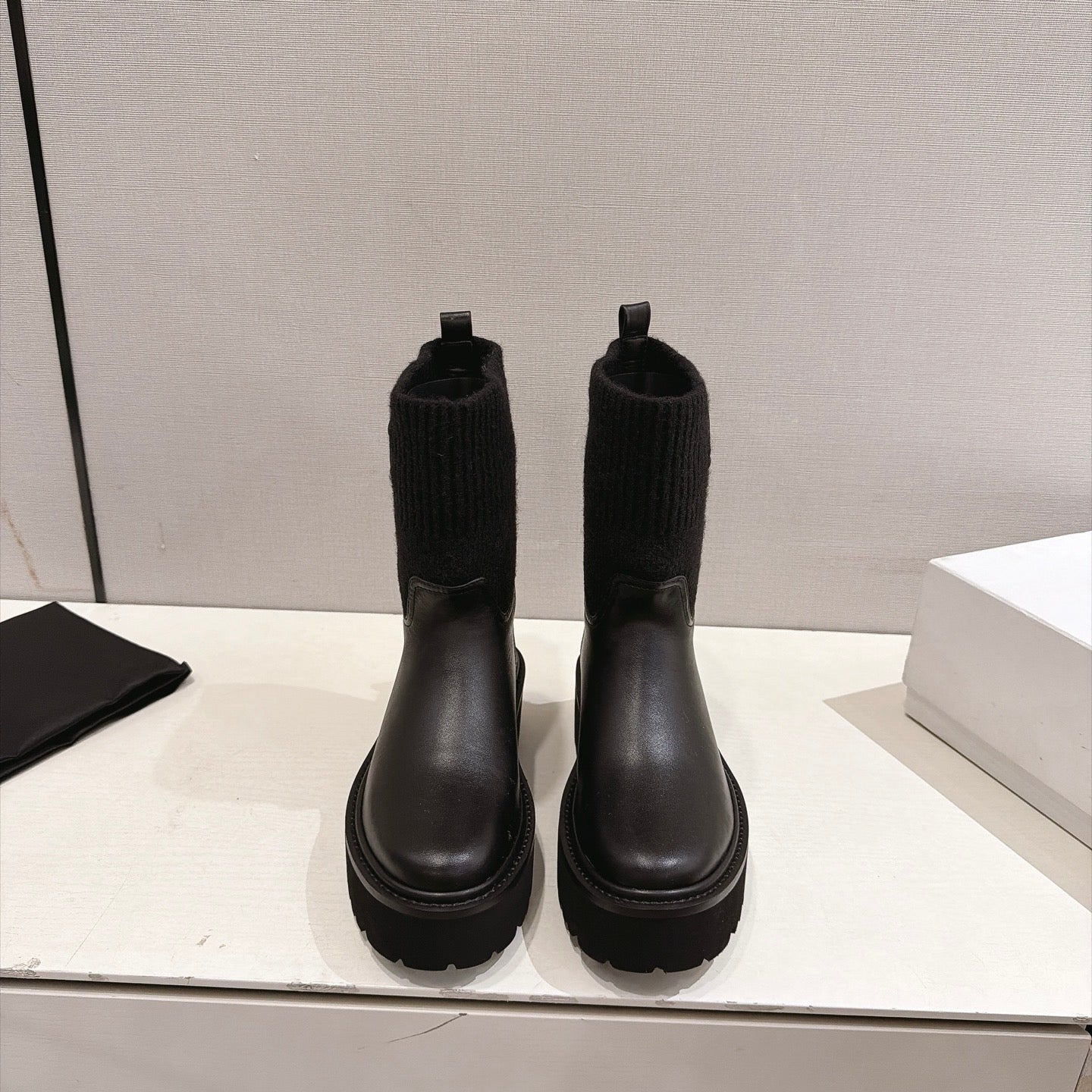 Celine 2026 Chunky Knit Sock Boots Leather 101099