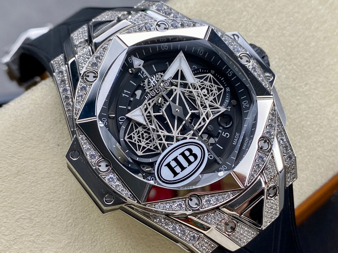 Hublot Big Bang Sang Bleu II Titanium Black Pavé 45mm Watch