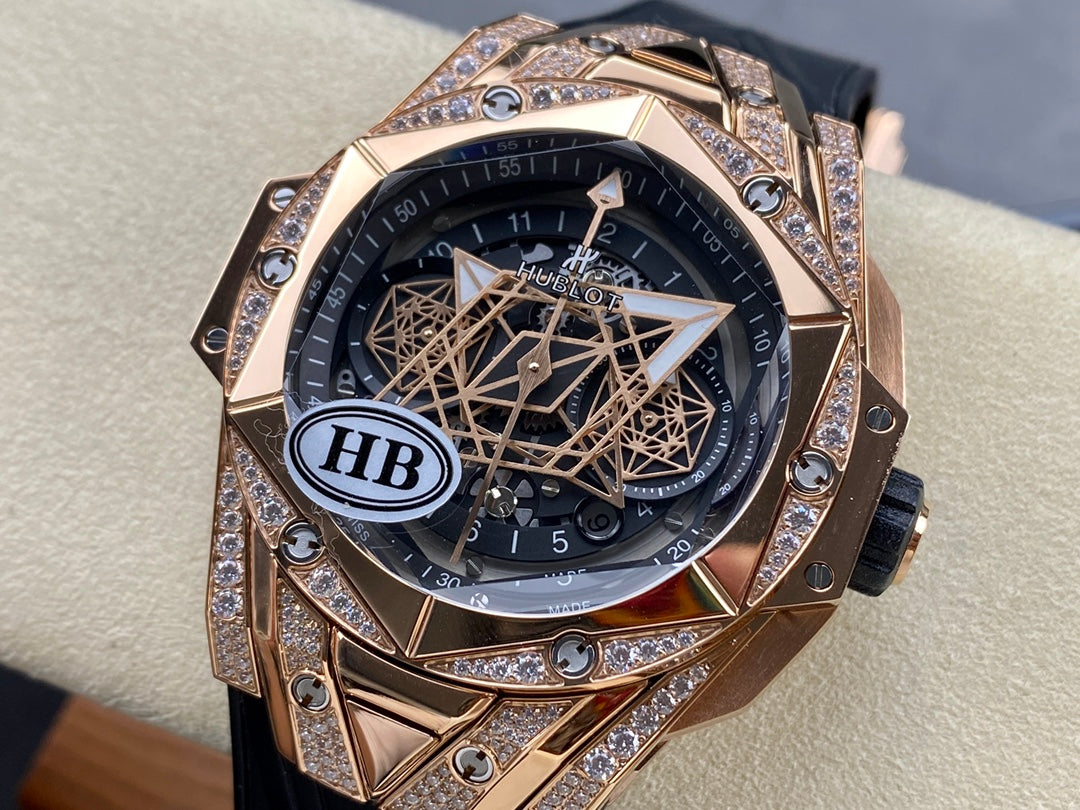 Hublot Big Bang Sang Bleu II Rose Gold Black Pavé 45mm Watch