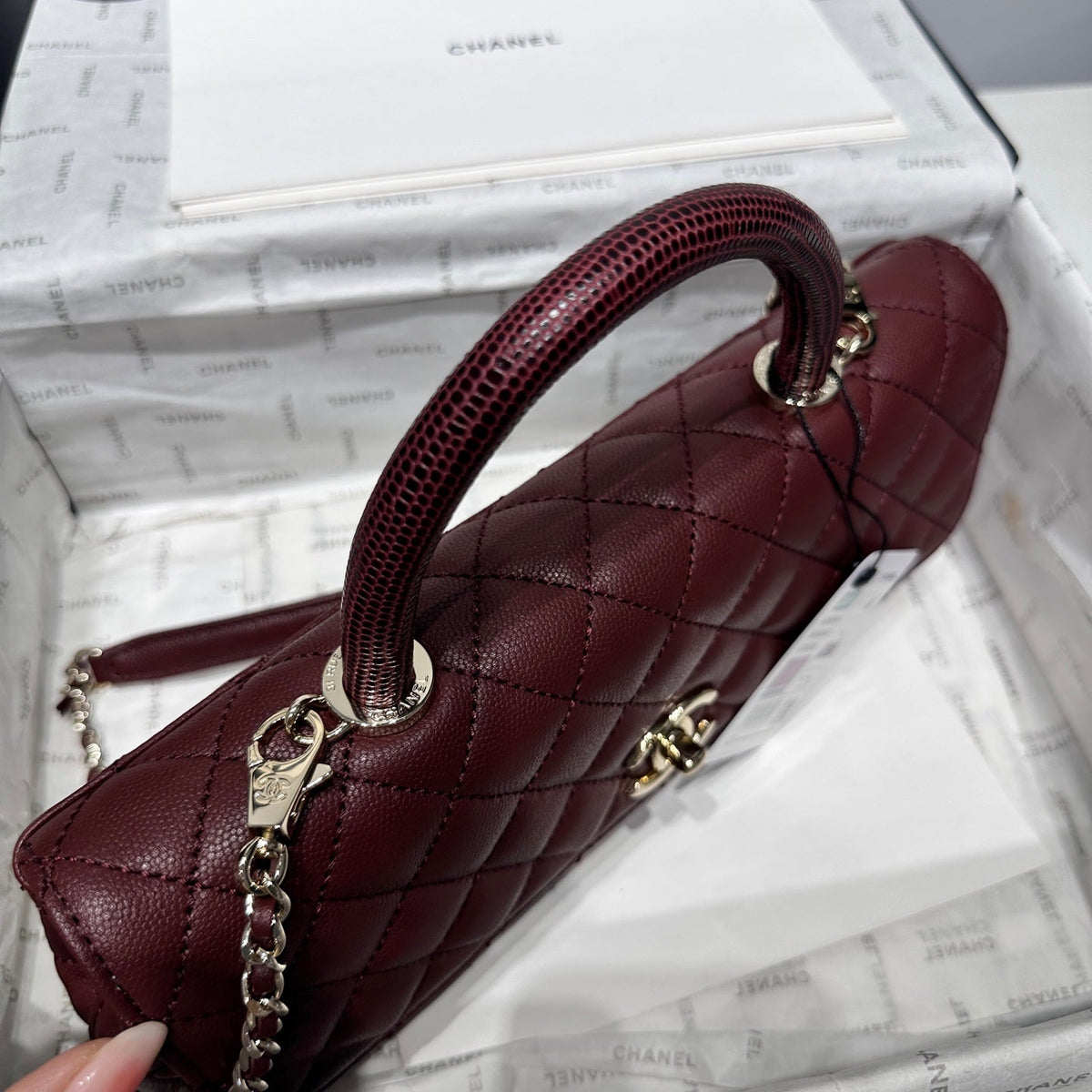Chanel 2026 Coco Handle Bag 32cm Burgundy Caviar Calfskin 348822