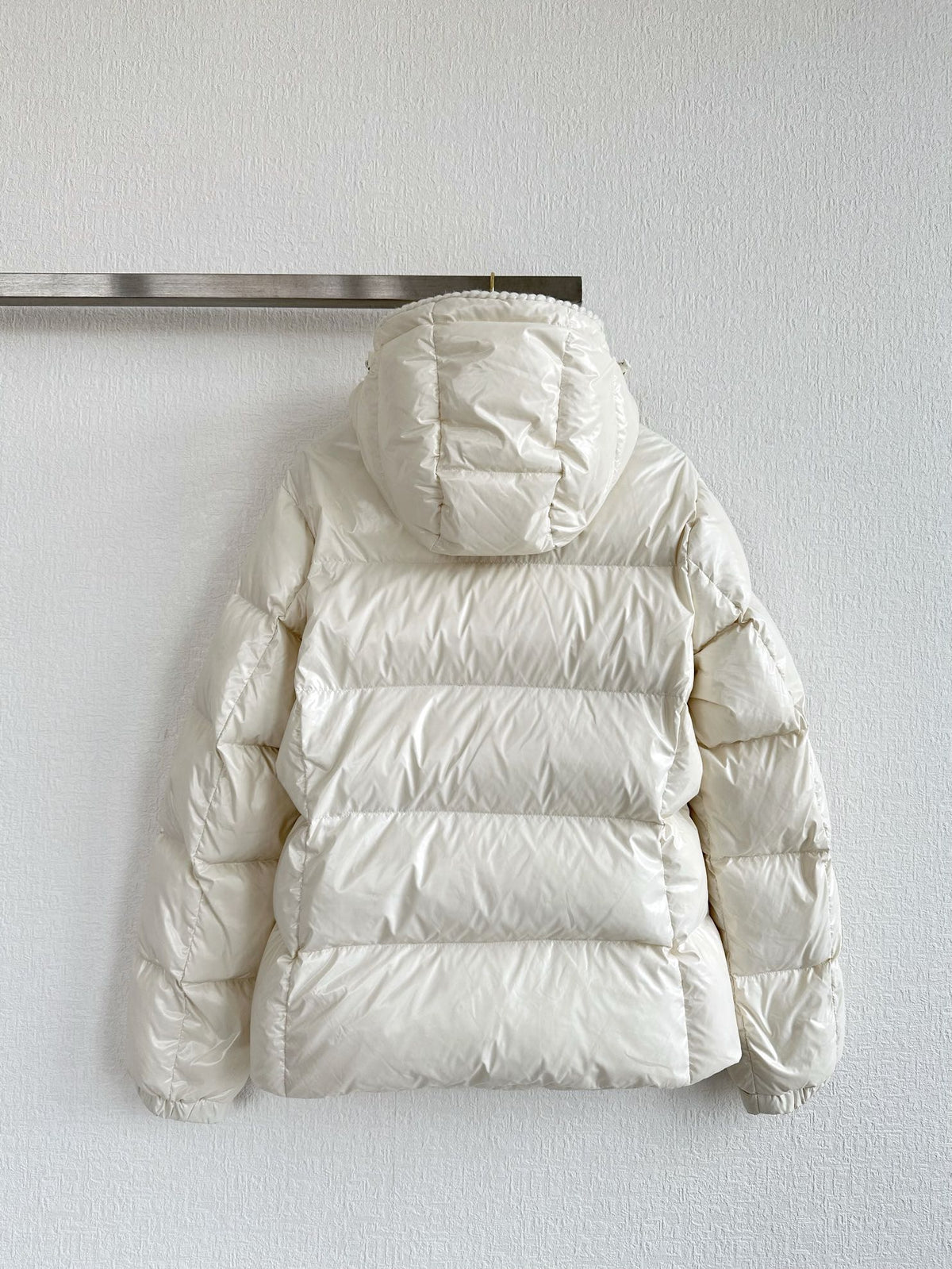 MC 2025 Hooded Down Jacket White Nylon Fabric