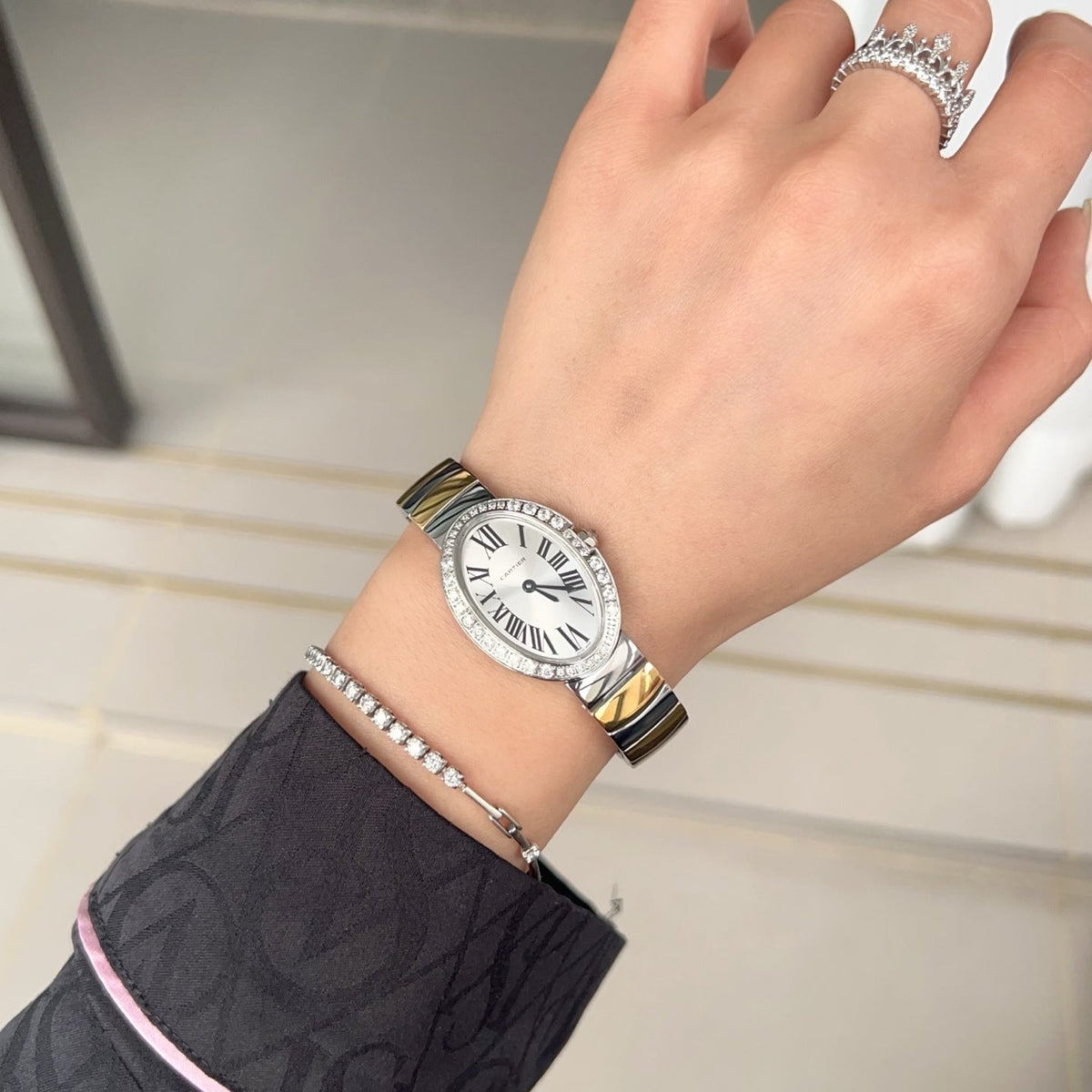 Baignoire 23mm Two-Tone Yellow Gold Diamond Bezel