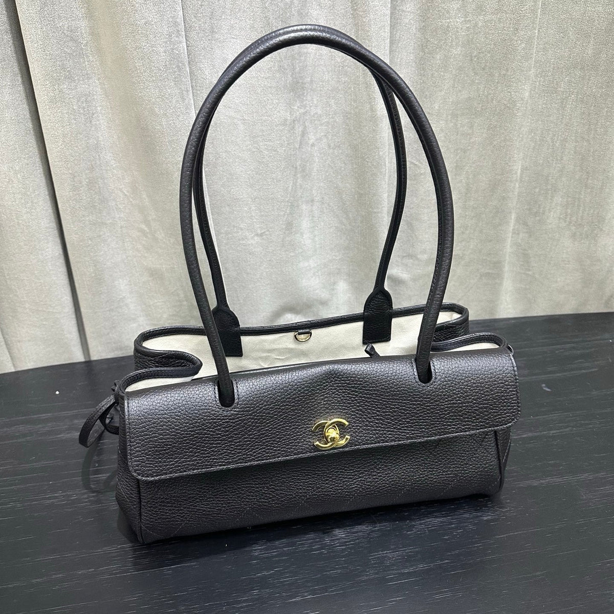 Chanel 2026 Shopping Bag 33cm Black Grained Calfskin