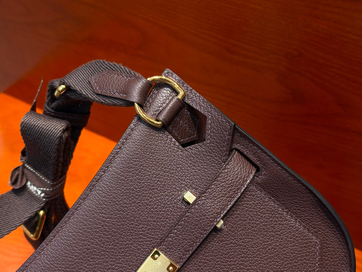 High-end Hermes 2026 Mini Jypsiere Bag 22cm Chocolate Brown Swift Leather
