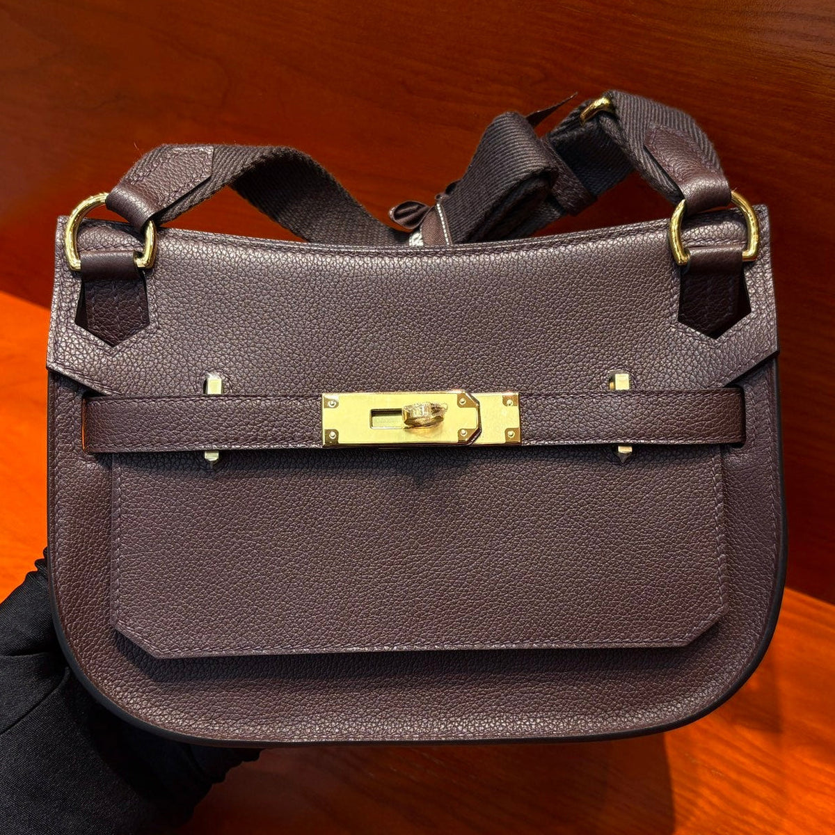 High-end Hermes 2026 Mini Jypsiere Bag 22cm Chocolate Brown Swift Leather