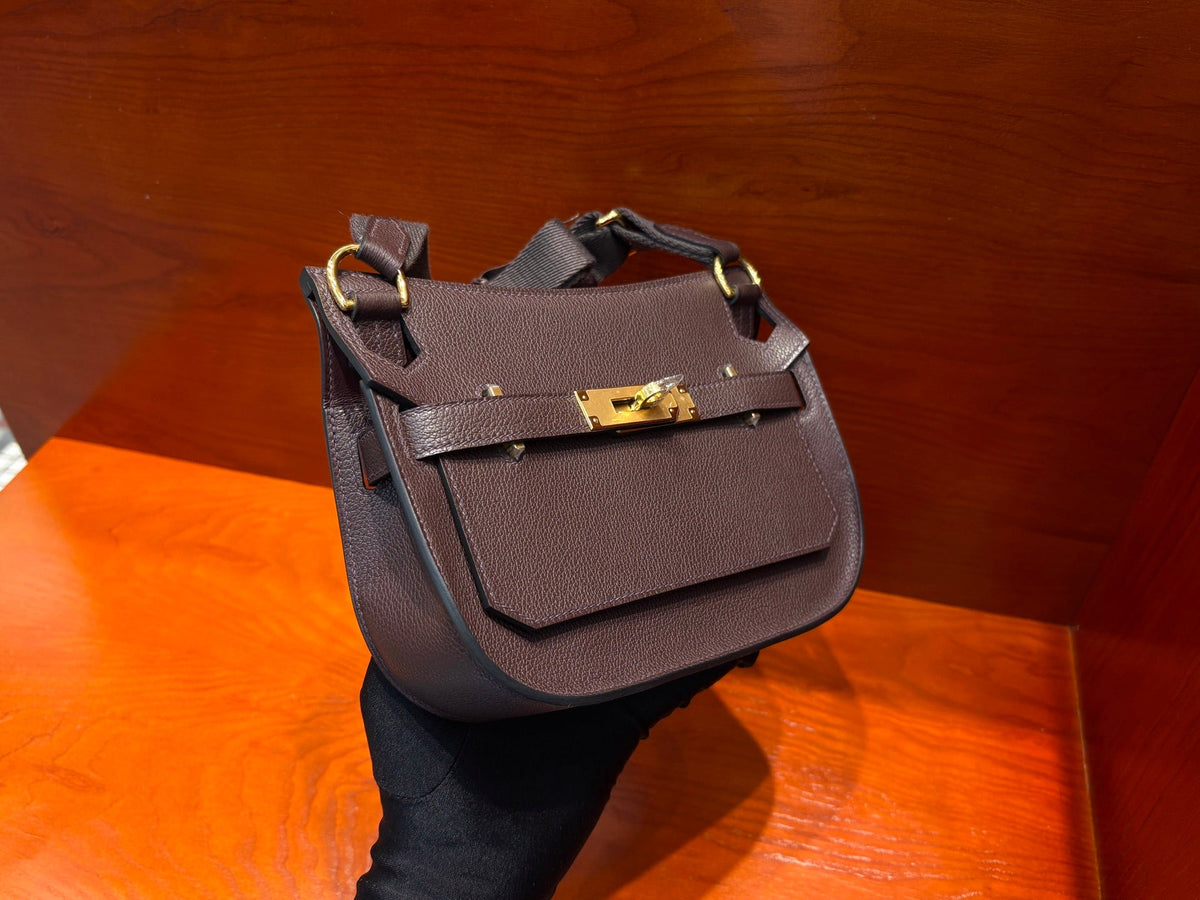 High-end Hermes 2026 Mini Jypsiere Bag 22cm Chocolate Brown Swift Leather