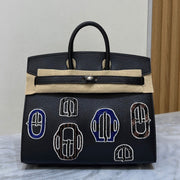 High-end Hermes 2026 Birkin 20cm Bouclerie Casaque Bag Black Goatskin Leather