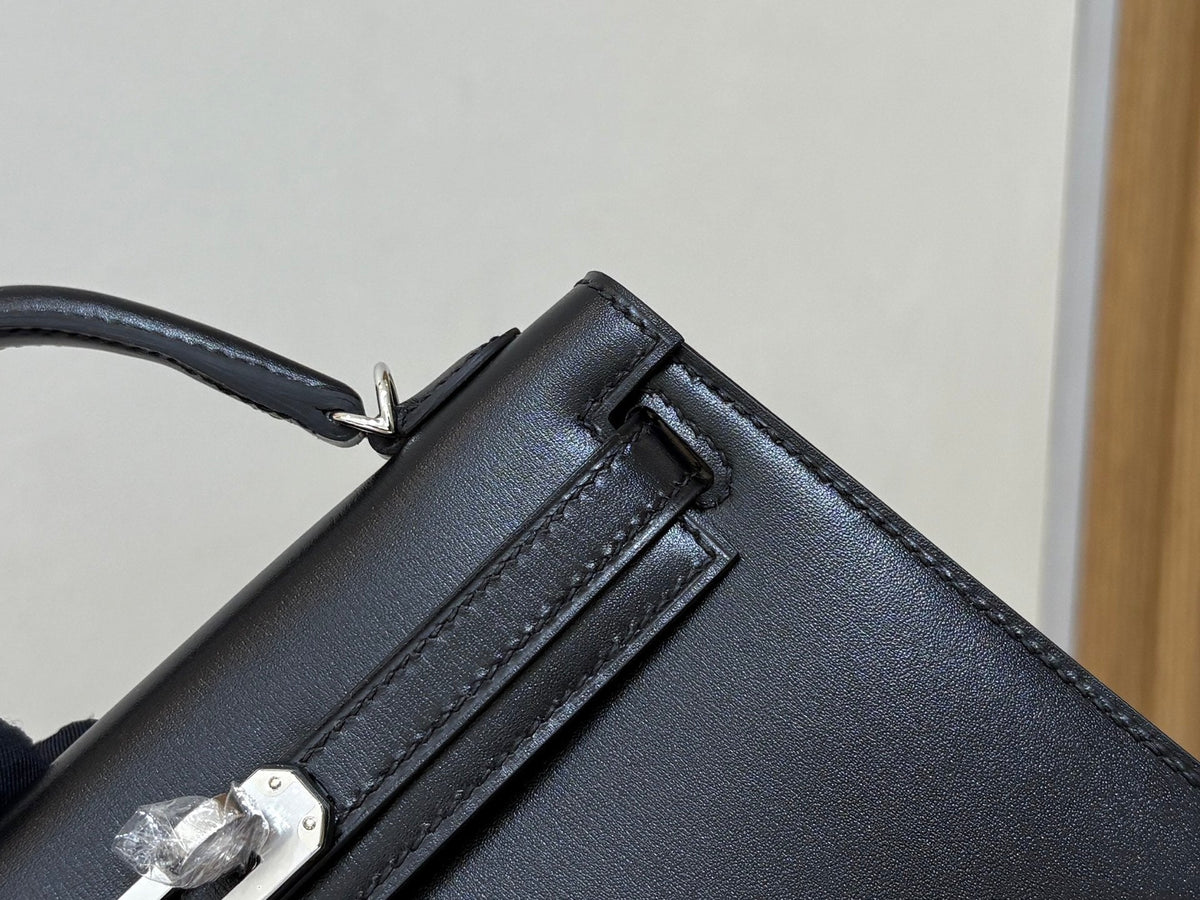 High-end Hermes 2026 Mini Kelly Bag 19cm Black Box Calf Leather