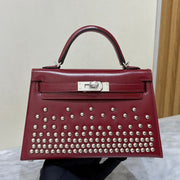 High-end Hermes 2026 Kelly Clouté Bag 19cm Box Leather