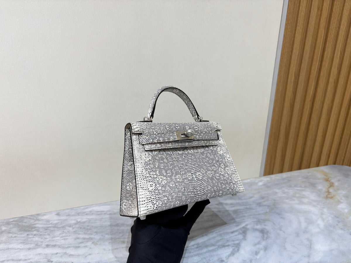 High-end Hermes 2026 Mini Kelly II 19cm Bag Lizard Skin