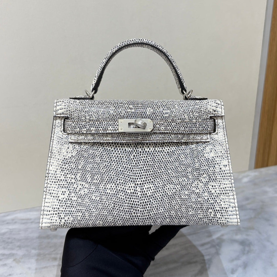 High-end Hermes 2026 Mini Kelly II 19cm Bag Lizard Skin