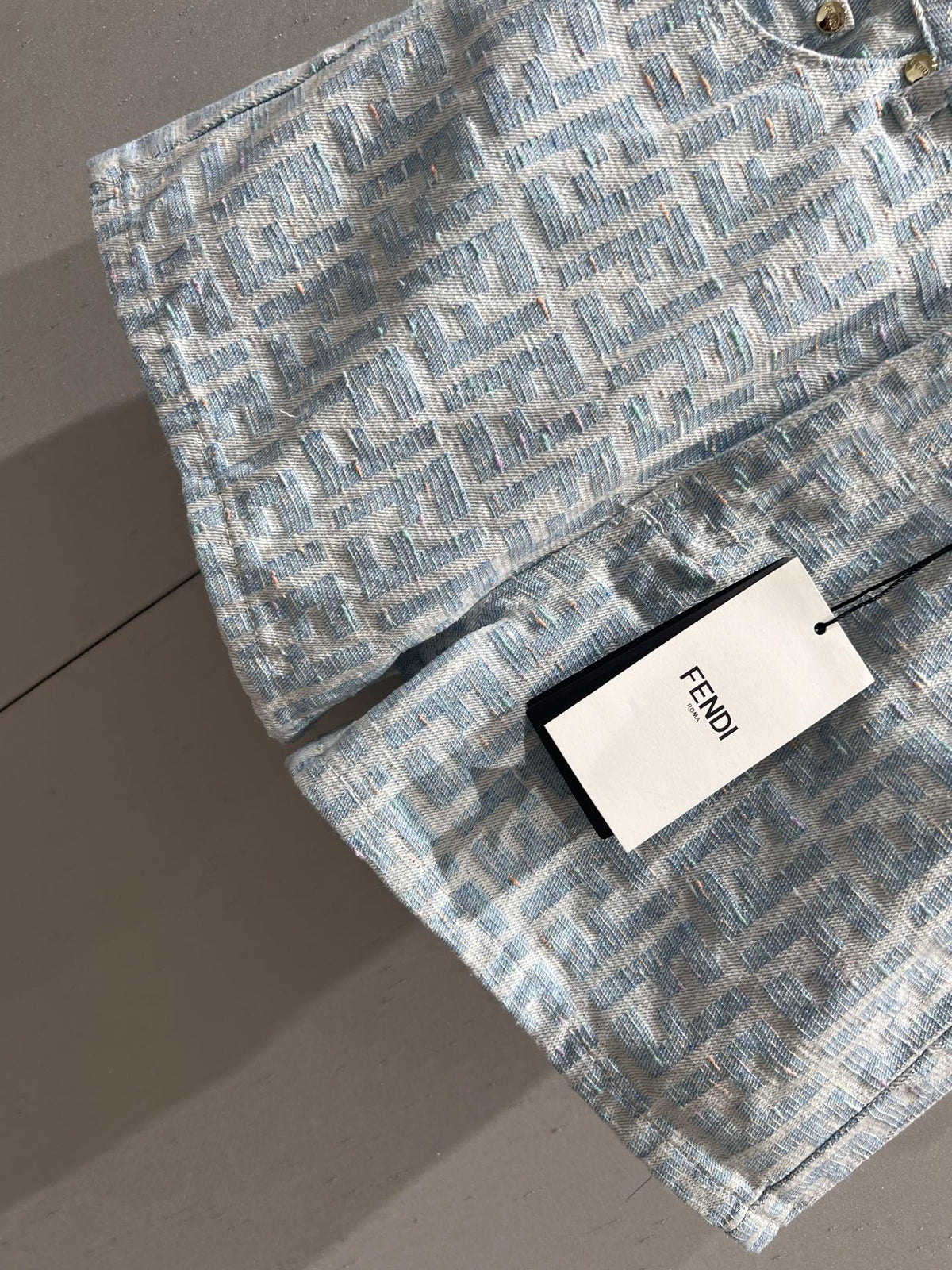 Fendi 25 Denim Short Light Blue Cotton 212681