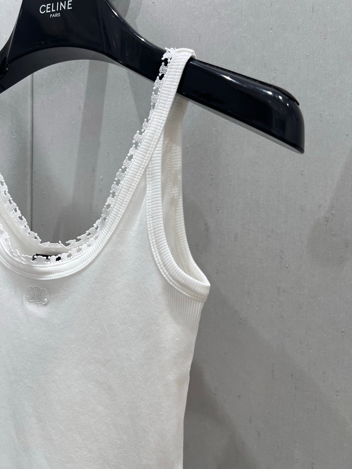Celine 25 Lace Vest Camisole White Cotton Silk 215160