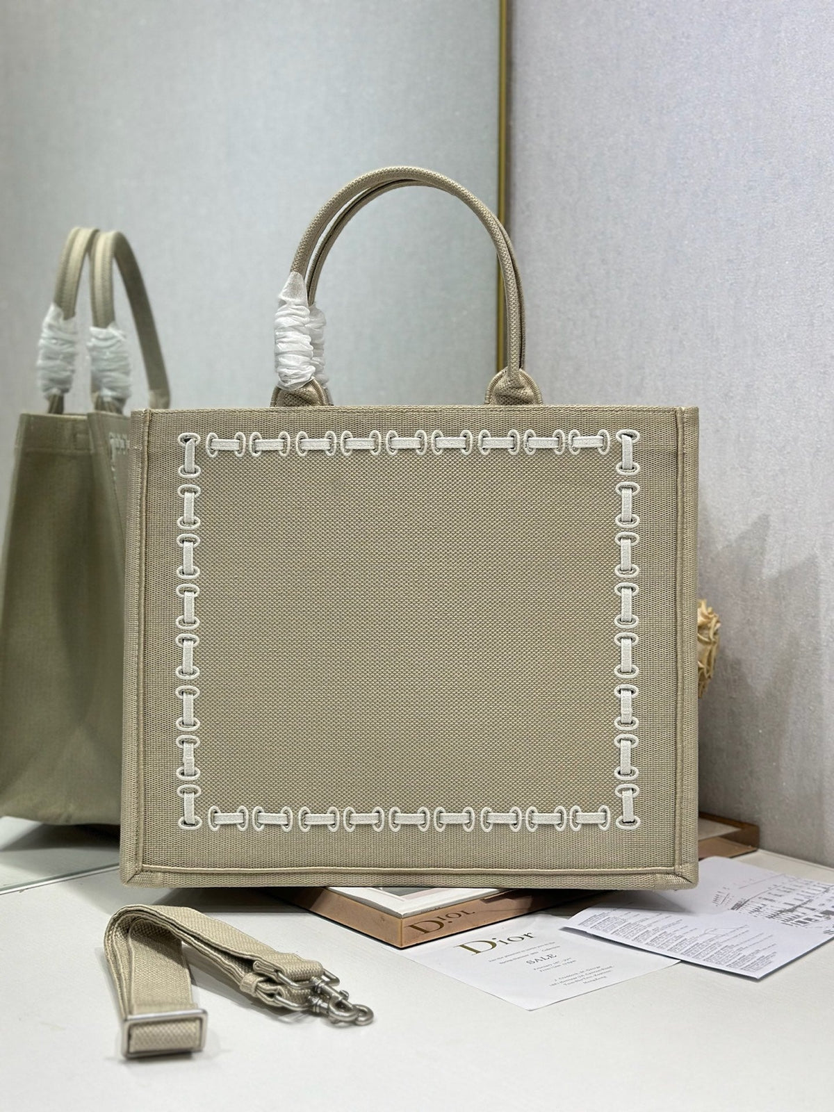 Dior 2026 Book Tote Bag Beige mix White Canvas 290893