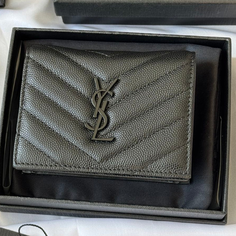YSL Wallet Black Cowhide 240570