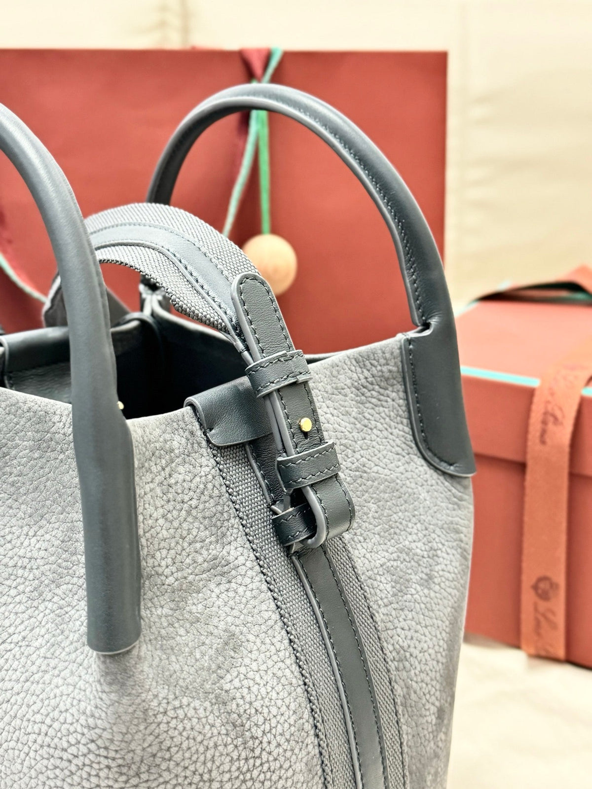 LP 2026 Bale Bucket Bag 21cm Blue-green Cowhide
