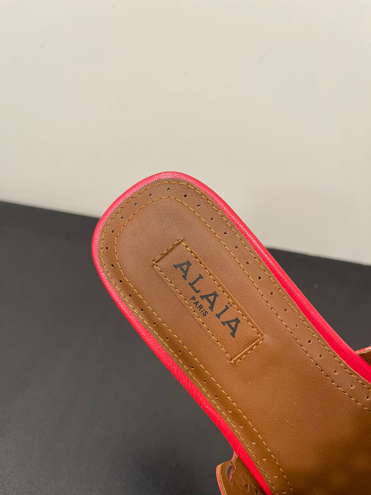 alaia mule red vienne lambskin