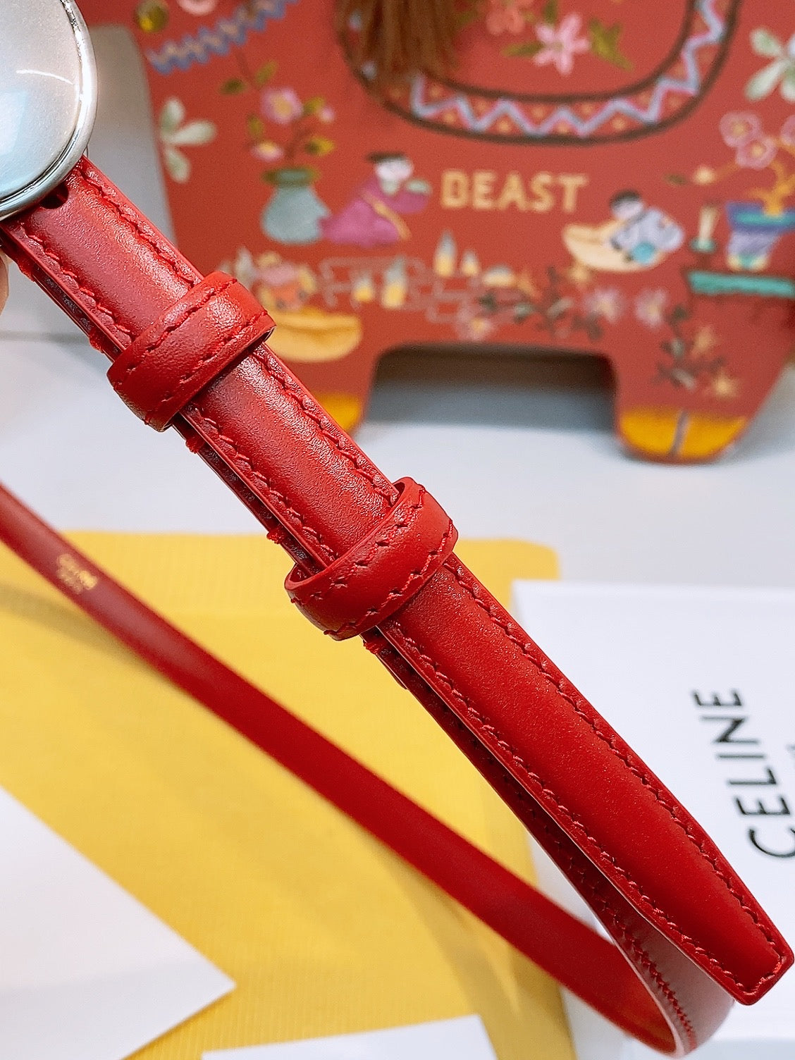 Celine 2026 Triomphe Slim Belt 13mm Leather 212866