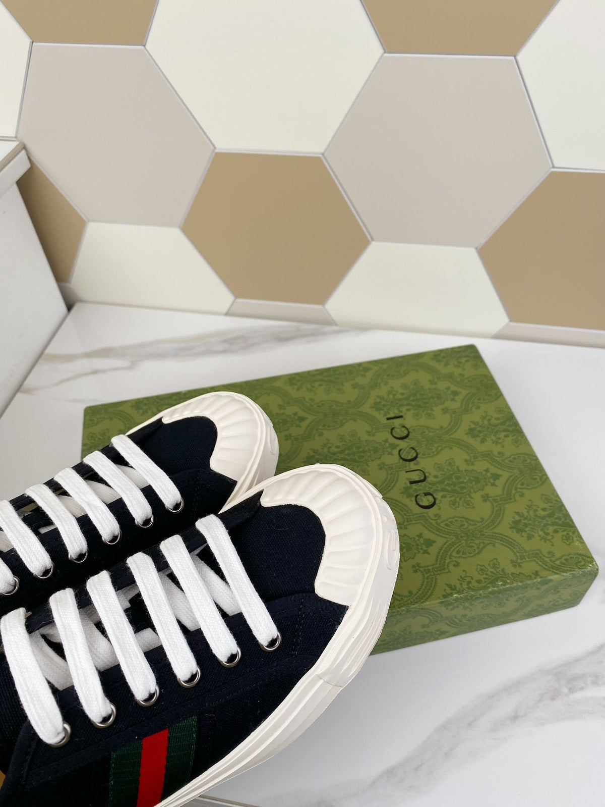 GG JULIO SNEAKER WITH WEB BLACK CANVAS
