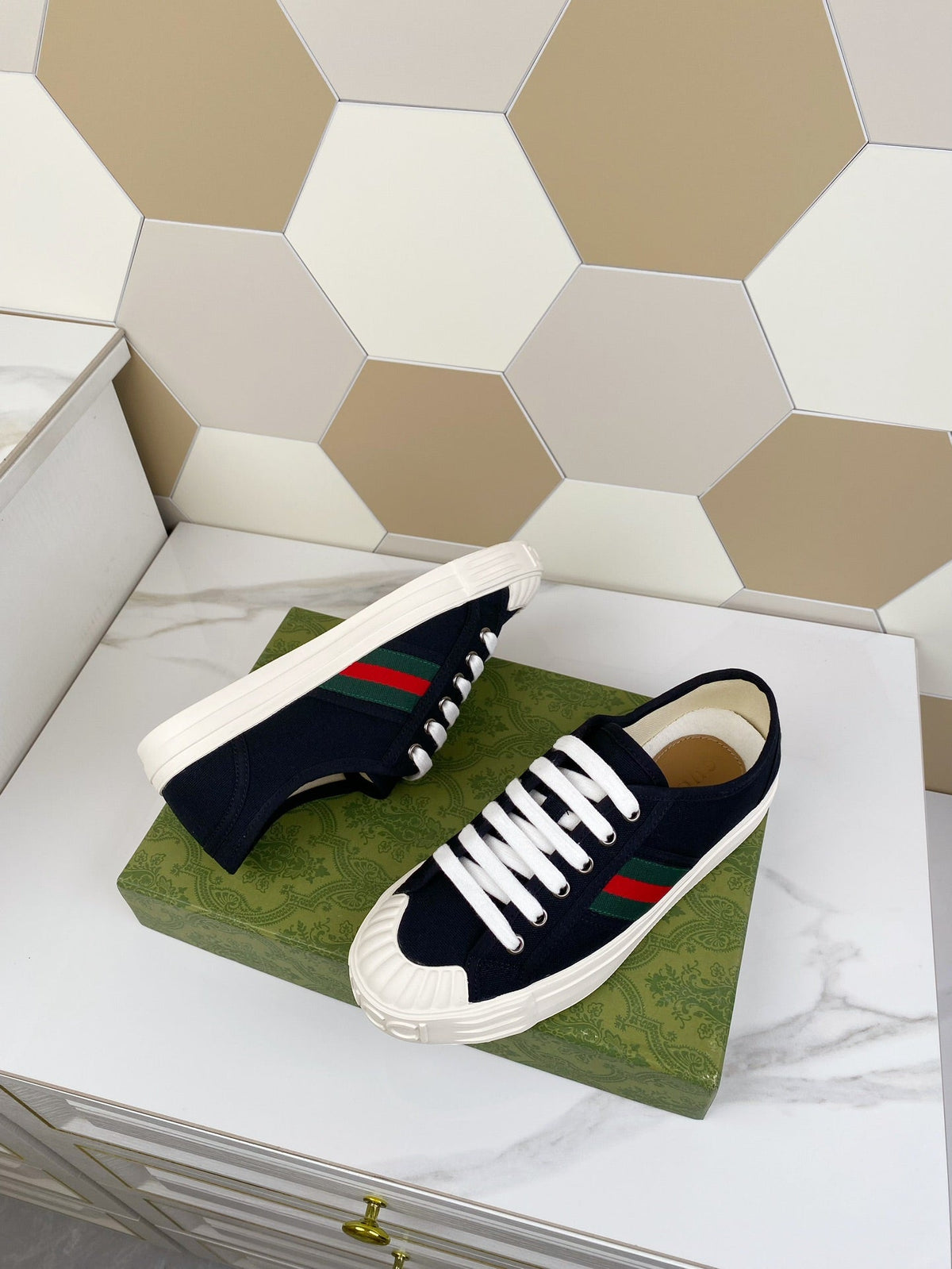 GG JULIO SNEAKER WITH WEB BLACK CANVAS