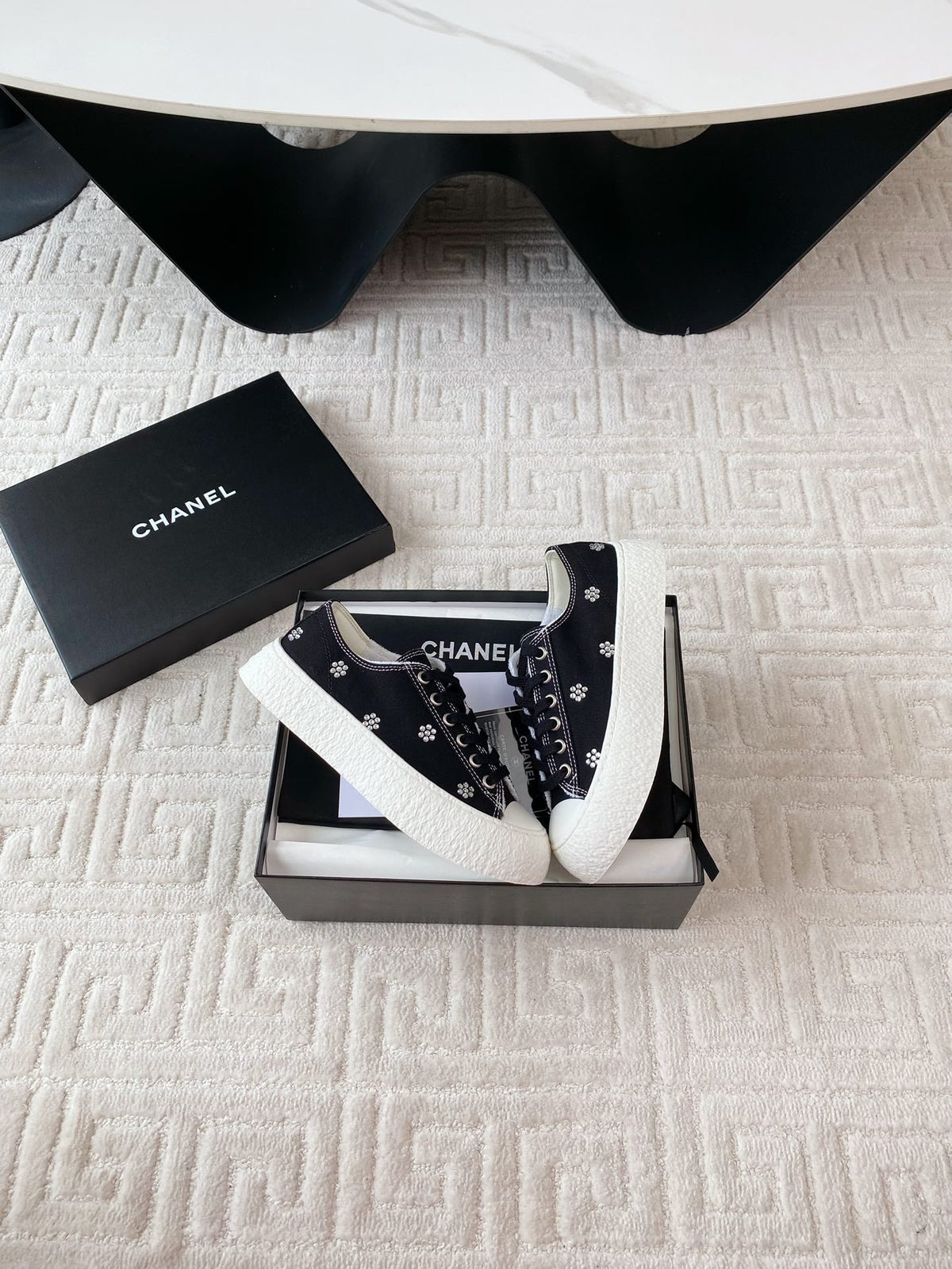 CC Low Sneaker 35mm Black Textile Fabric And Lambskin