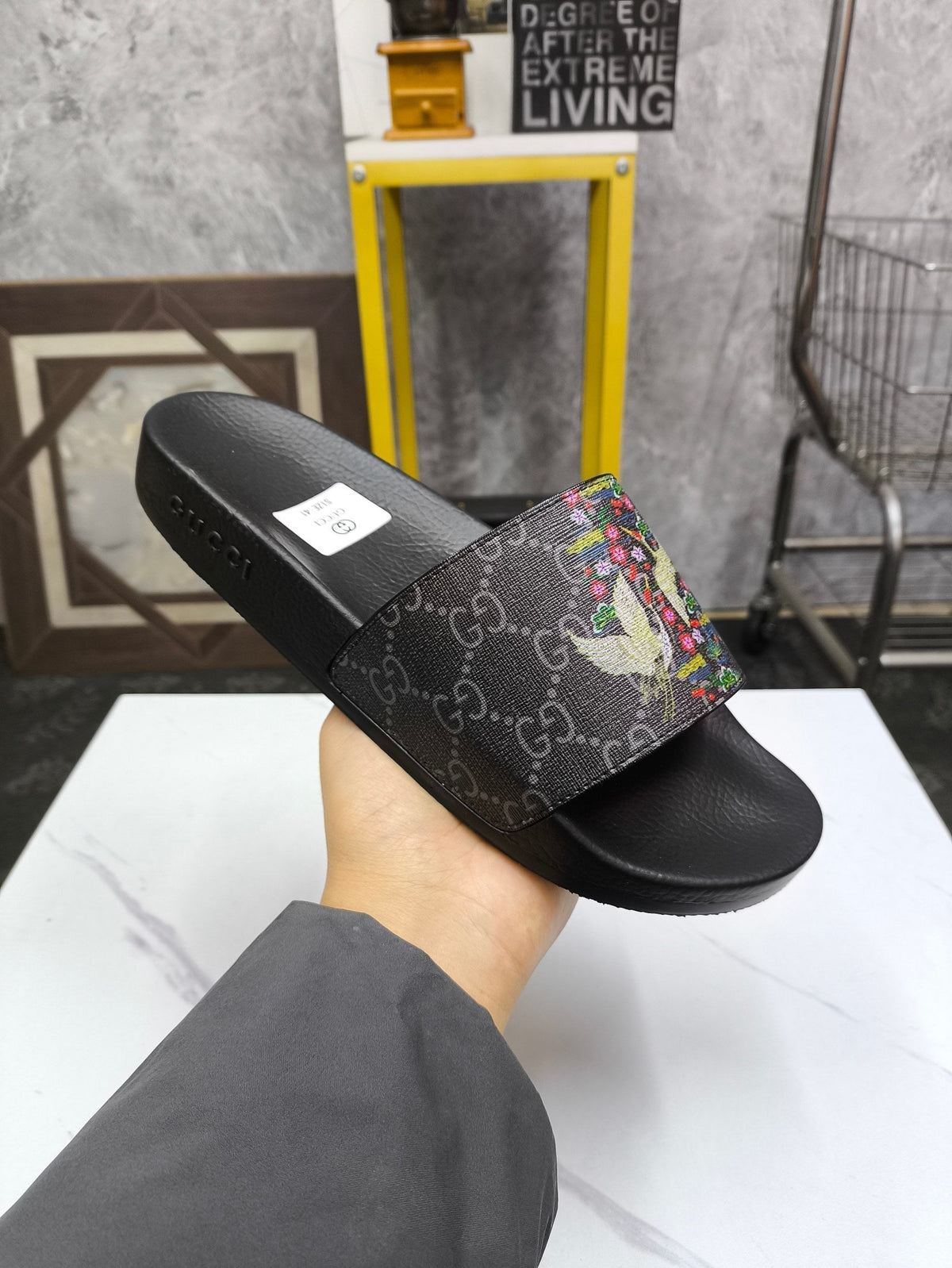 GG Men's Slide Black Sheepskin 535395