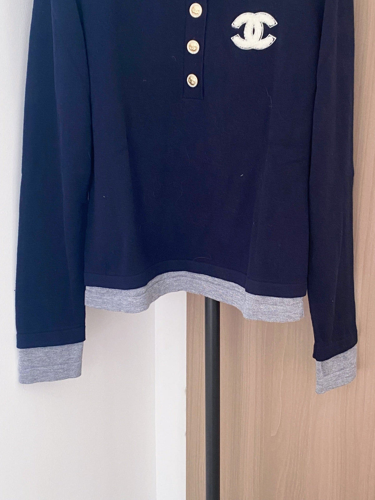 Chanel 2025 Polo Shirt Navy Blue Wool 89260
