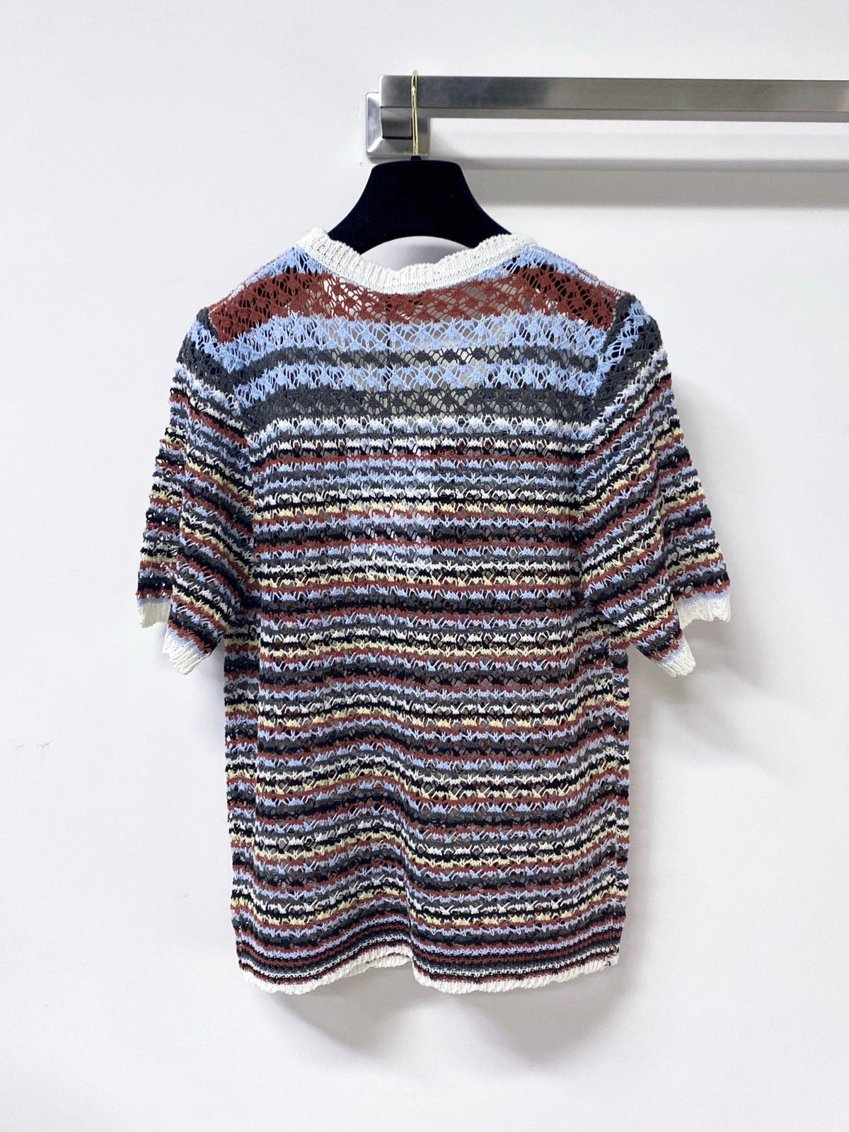 Chanel 2026 Strips Short-Sleeved Shirt Wool Laine 380254
