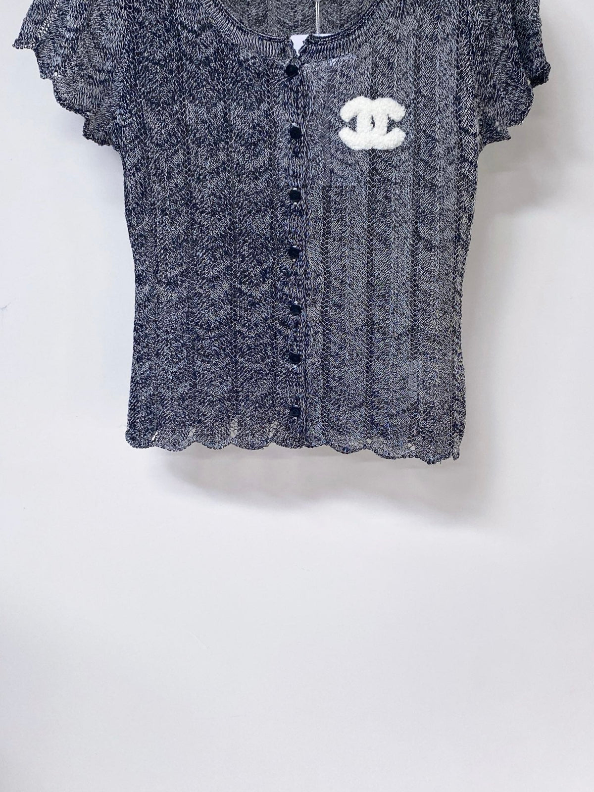 Chanel 2026 Short-Sleeve Cardigan Grey Wool Laine 442981