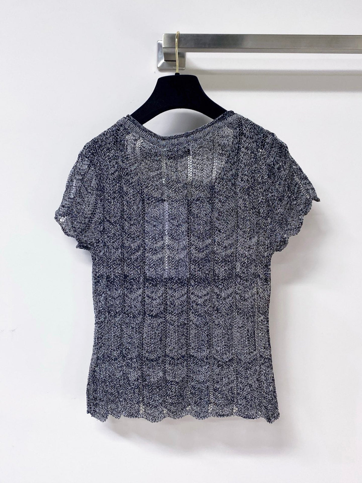 Chanel 2026 Short-Sleeve Cardigan Grey Wool Laine 442981
