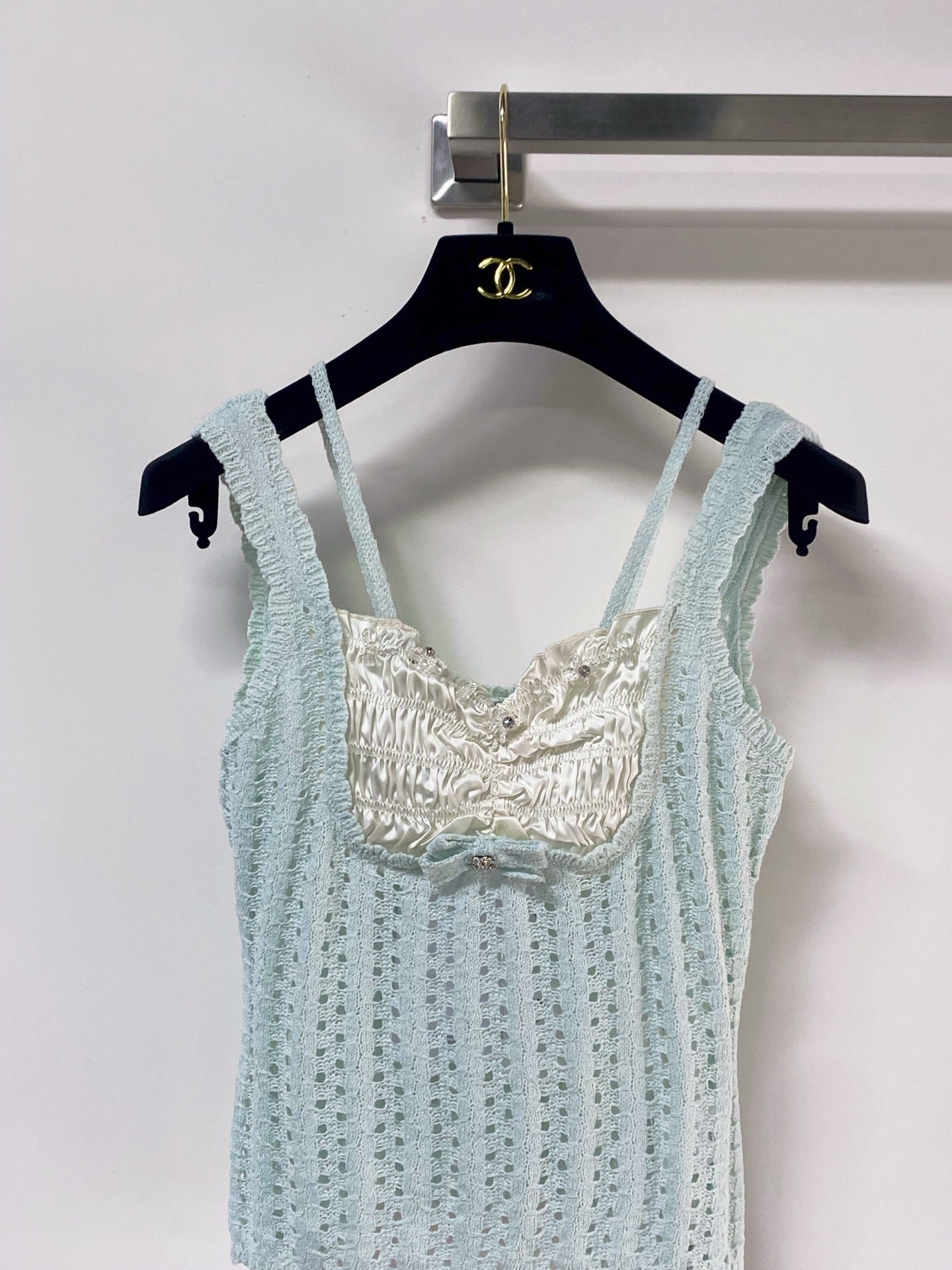 Chanel 2026 Knit Bustier Top Wool Laine With Satin Detailing 471895