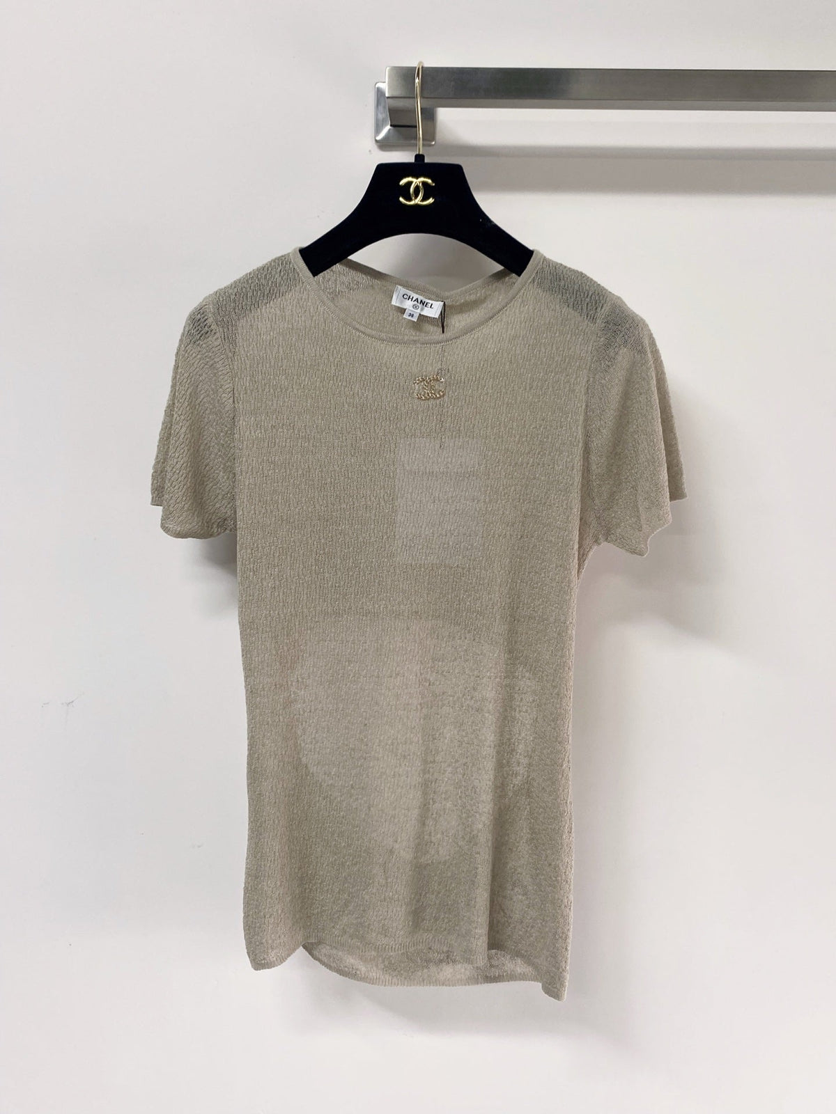 Chanel 2026 Open Knit T-Shirt Laine Wool Metallic Detailing 471873