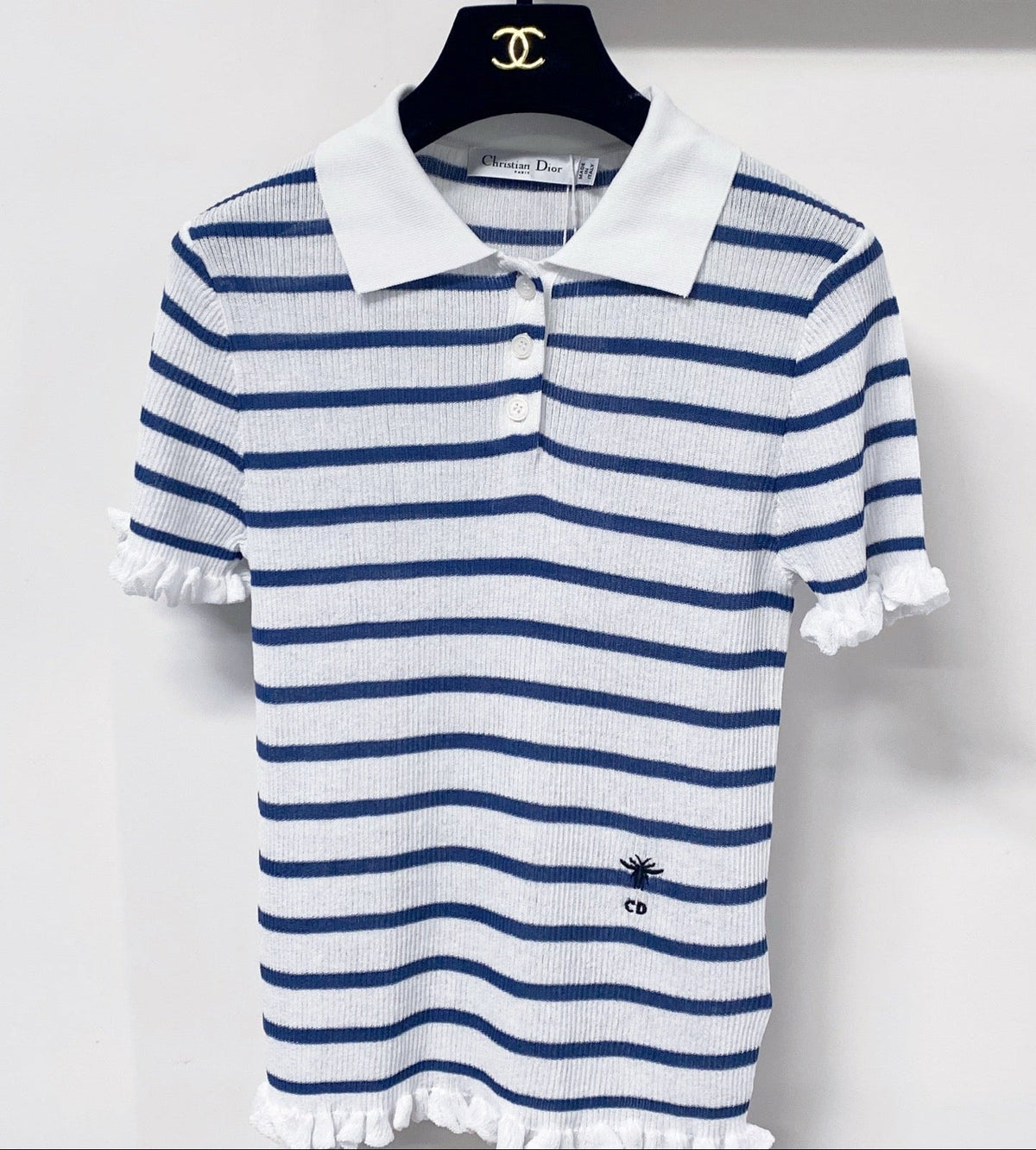 Dior 2026 Stripes Polo Knitted  Short-Sleeve Shirt Tencel 479853