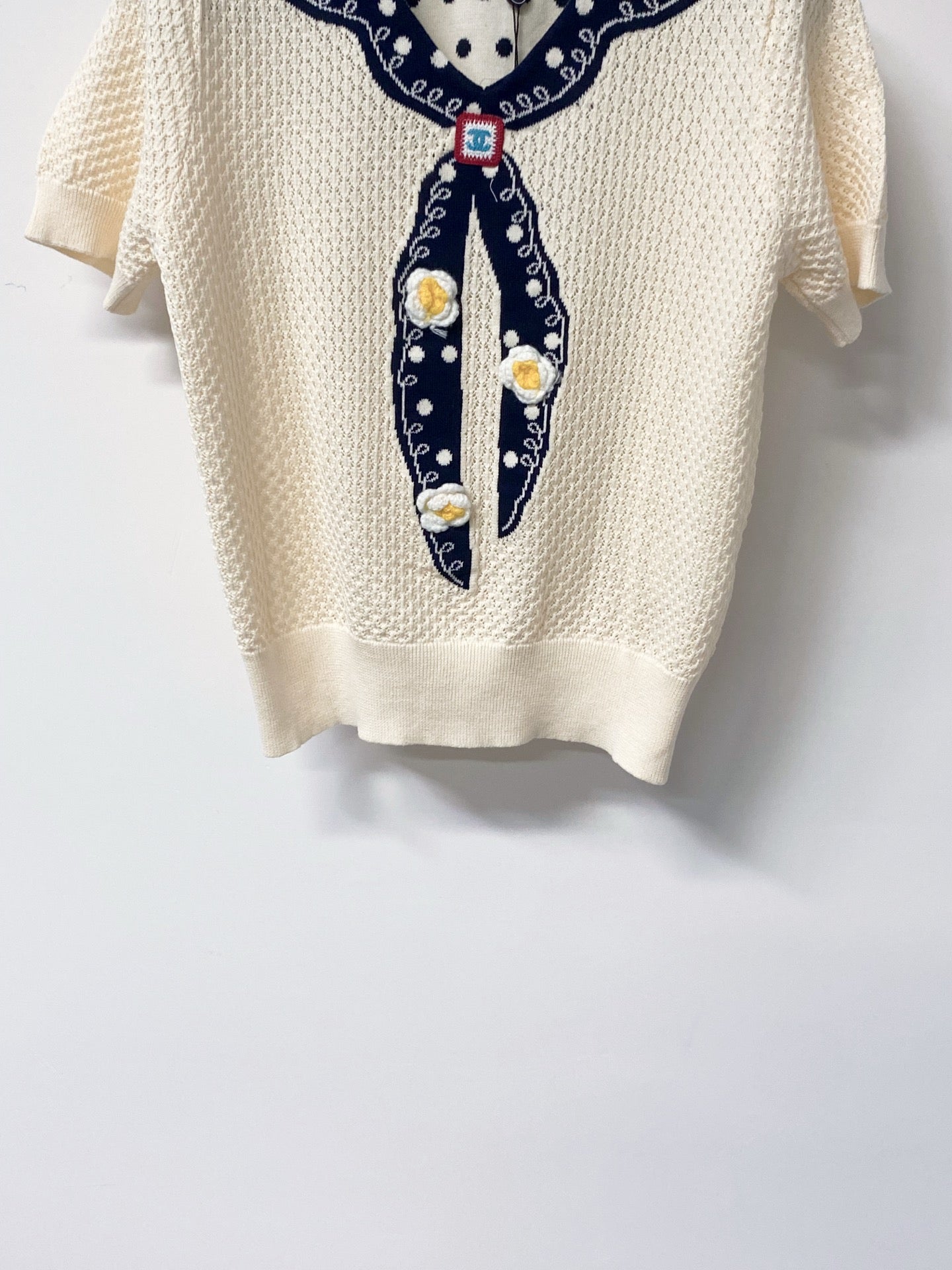 Chanel 2026 Striking Blue Sailor Short-Sleeve Shirt Cream Wool 650953