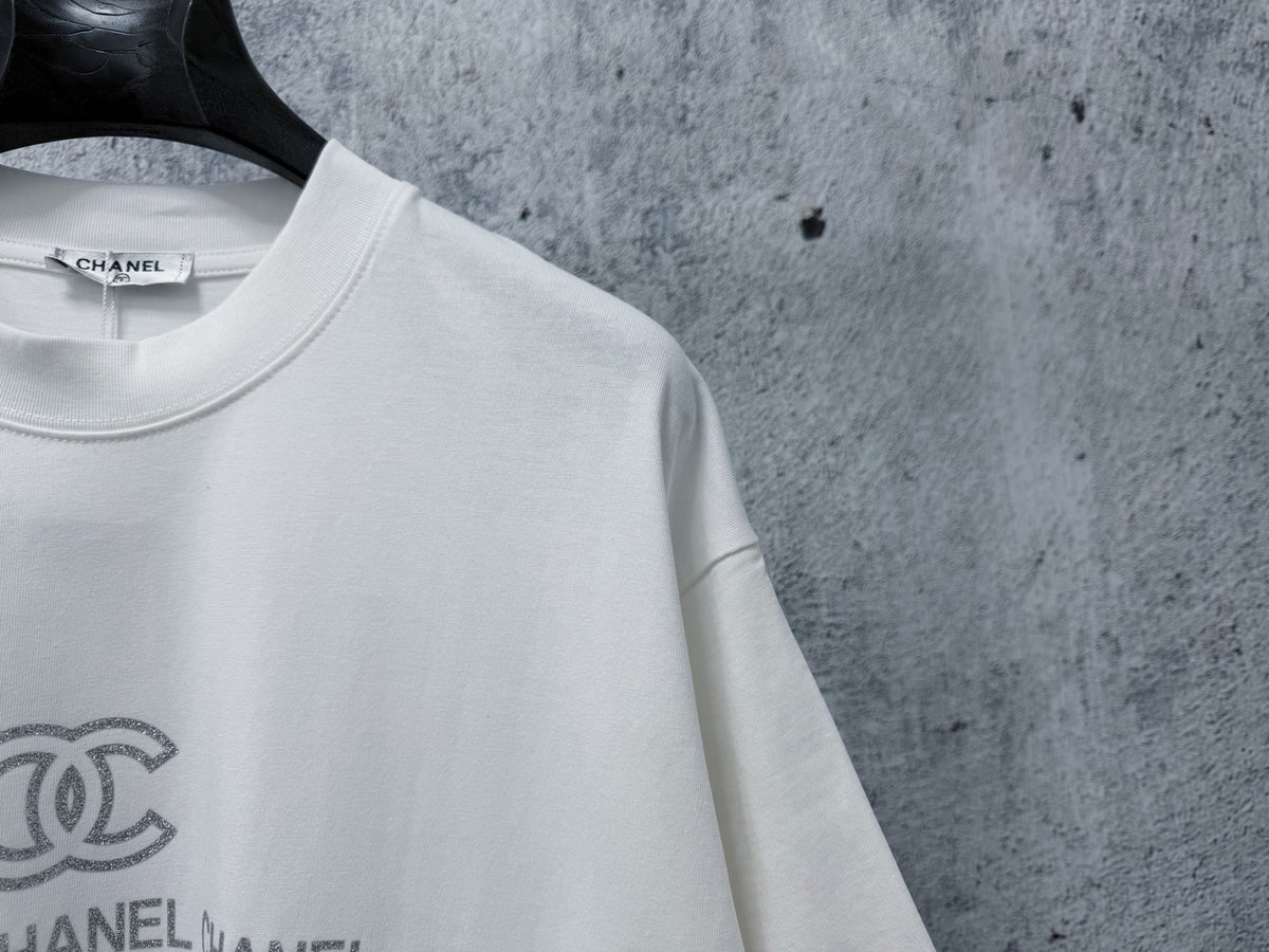 CC 2026 Short Sleeve T-Shirt Silver Powder Print Cotton 129279