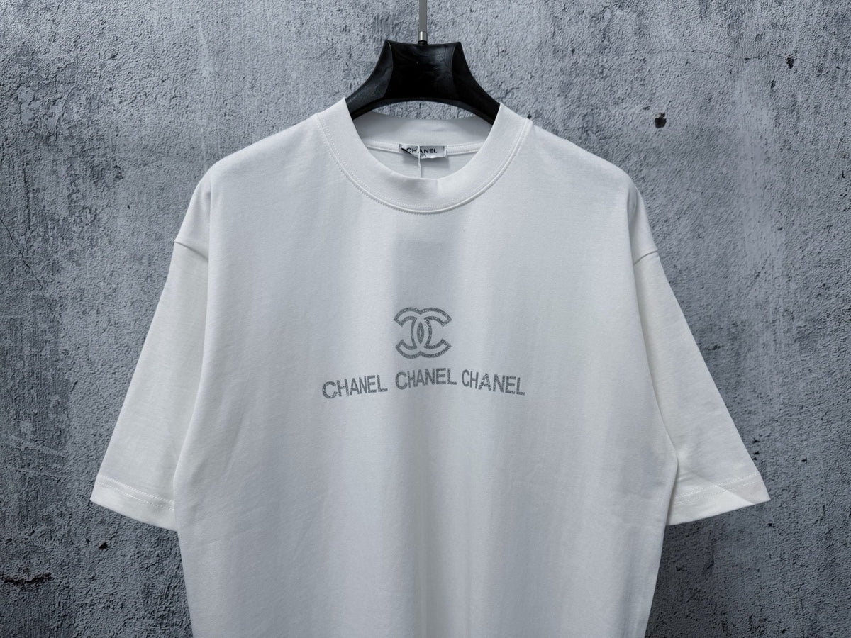 CC 2026 Short Sleeve T-Shirt Silver Powder Print Cotton 129279
