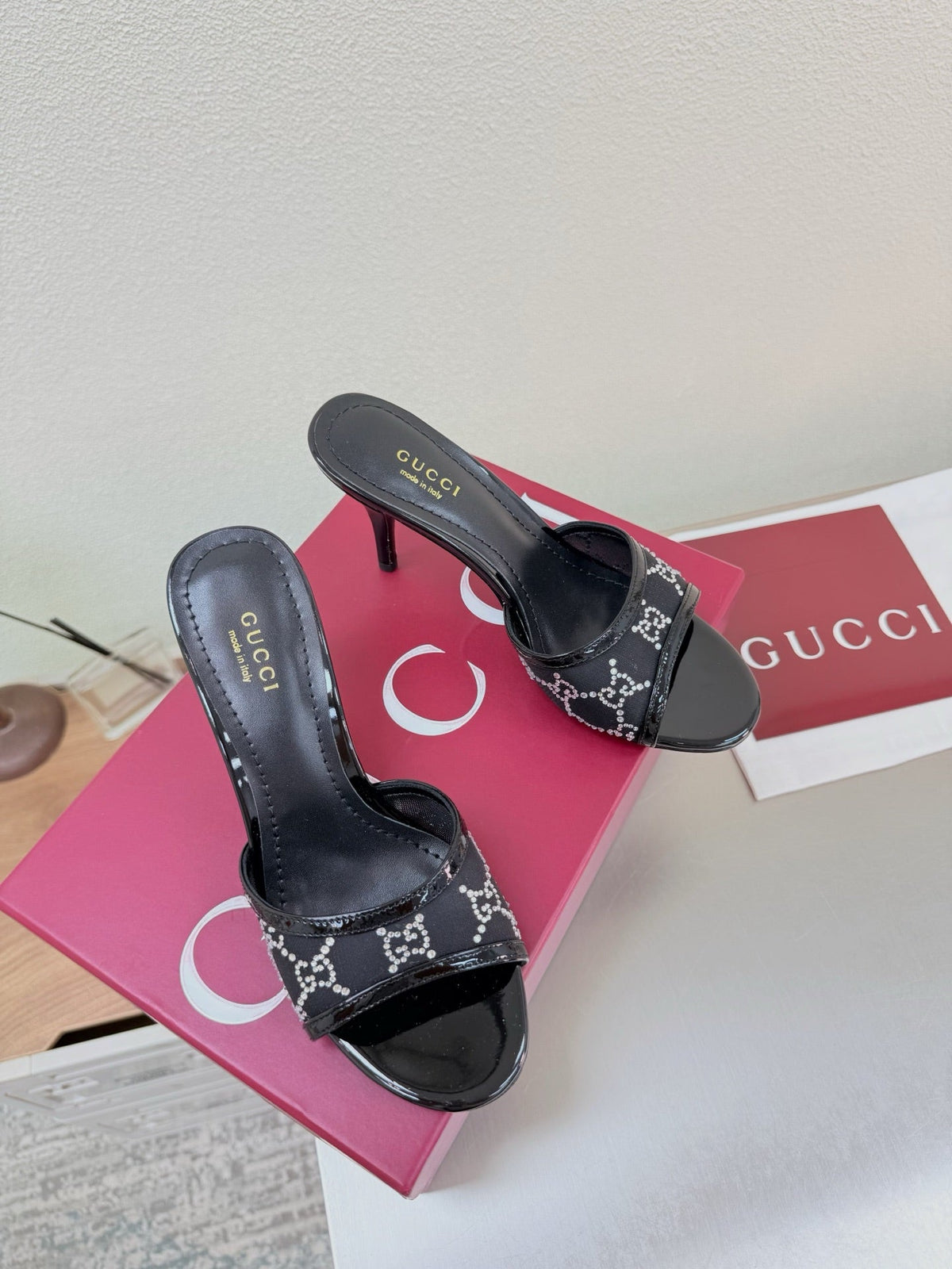 Gucci 2026 Erin GG Sandals 75mm Mesh Leather