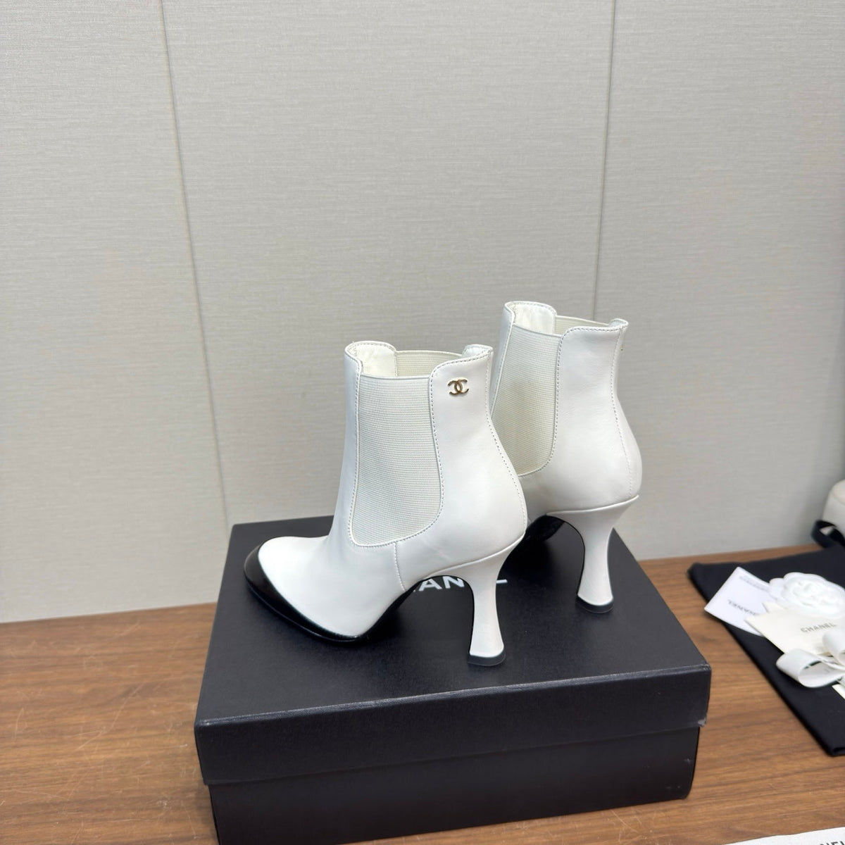 Chanel 2026 Two Tone Ankle Boots 85mm Leather 194819