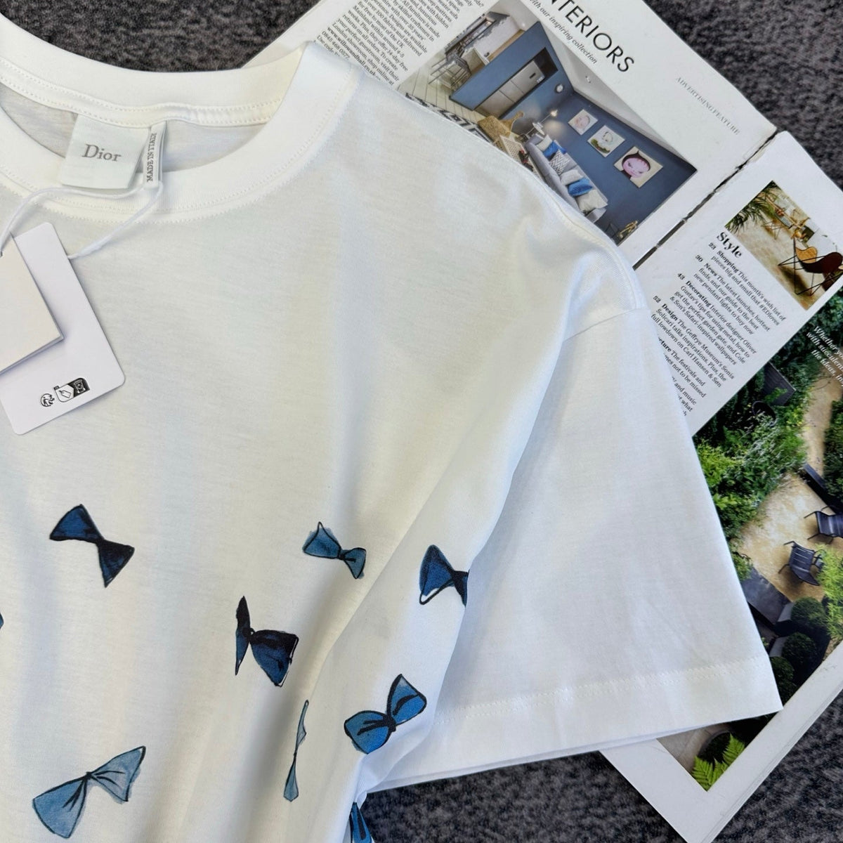 Dior 2026 Blue Bow Short-Sleeve T-Shirt Cotton 374773