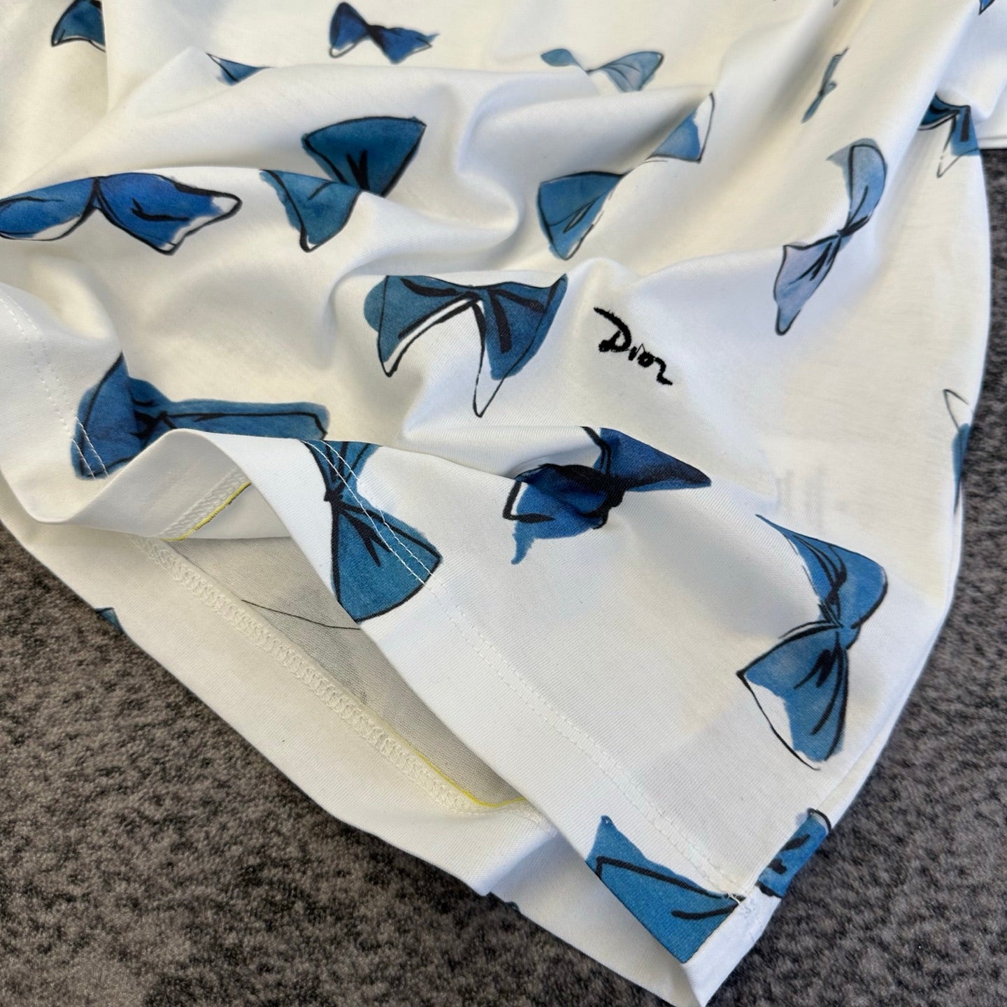 Dior 2026 Blue Bow Short-Sleeve T-Shirt Cotton 374773