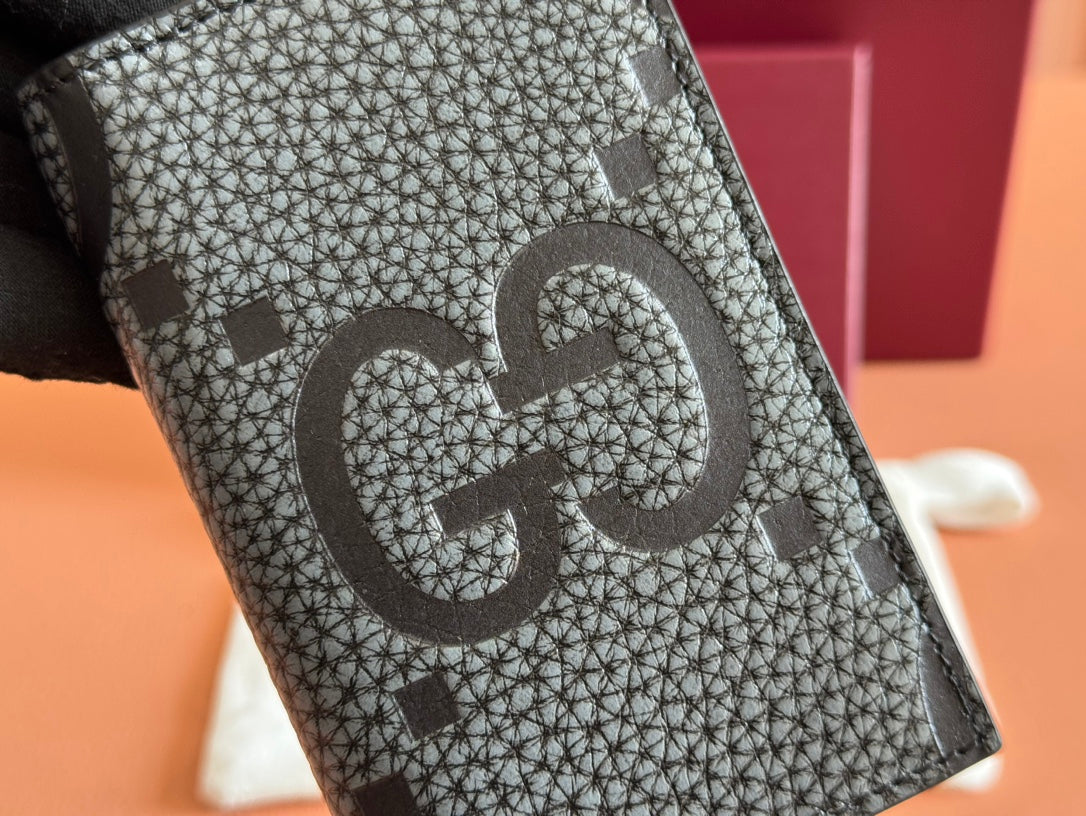 Gucci Long Card Wallet Grey mix Black Leather 248422