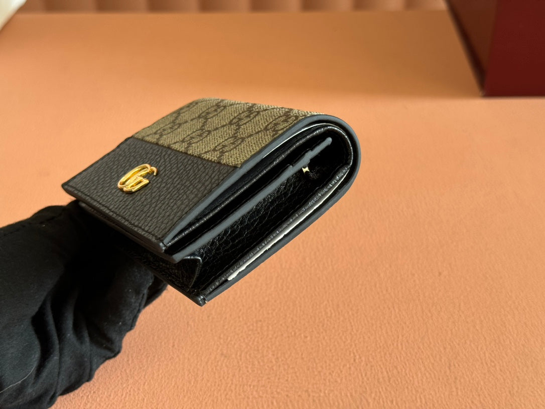 Gucci Marmont Wallet Ebony mix Black Canvas Leather 250957