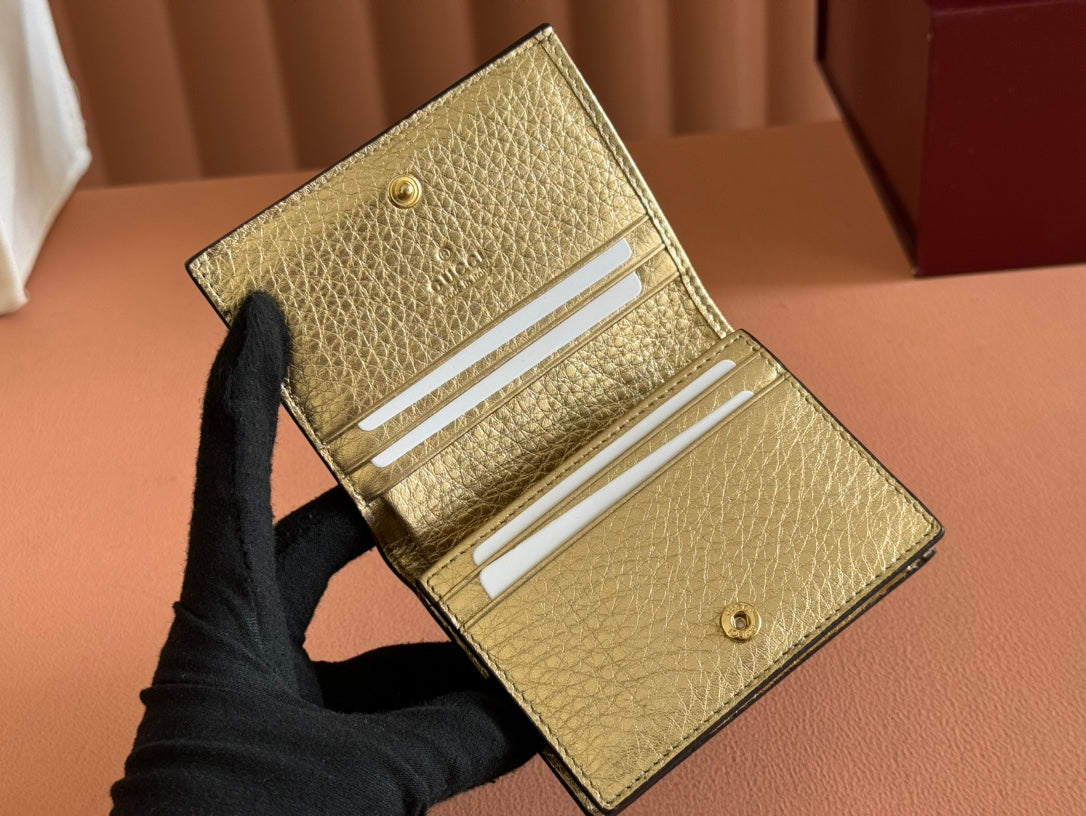 Gucci Marmont Wallet Ebony mix Gold Canvas Leather 250961