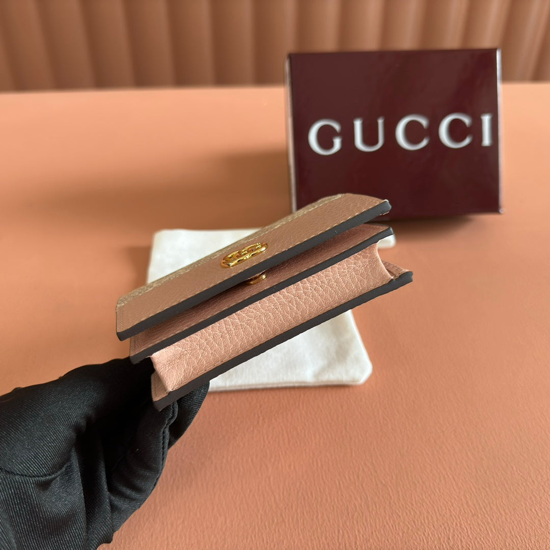 Gucci Marmont Wallet Beige mix Pink Canvas Leather 255233