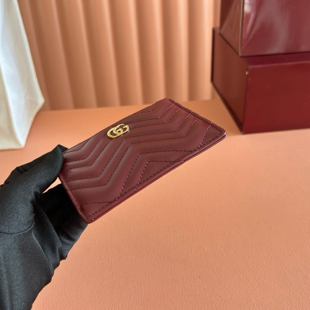 GG Marmont Card Case Zipper Wallet Rosso Ancora Red Leather 255164