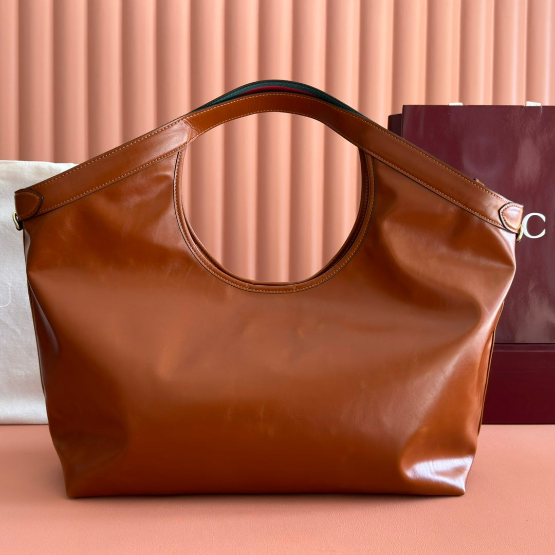 Gucci 2026 Giglio Large Tote Bag 60cm Brown Leather