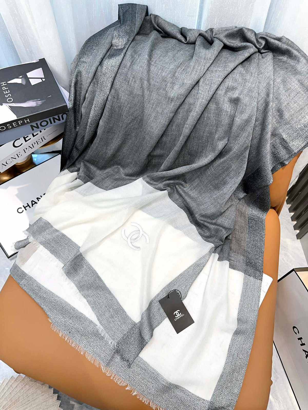 CC Scarf 200 CM In Grey Mix White Cashmere  416880