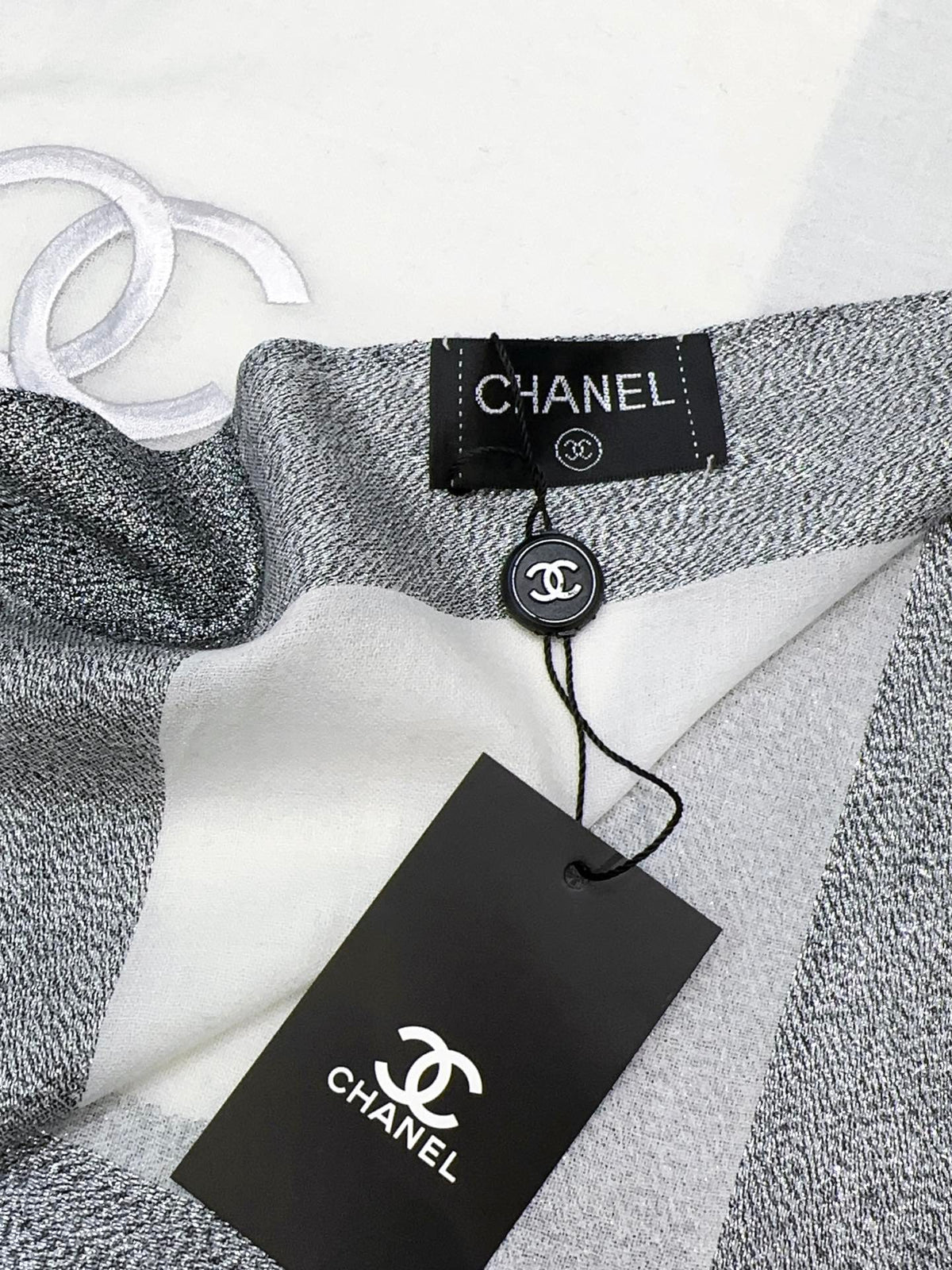 CC Scarf 200 CM In Grey Mix White Cashmere Silk  416880