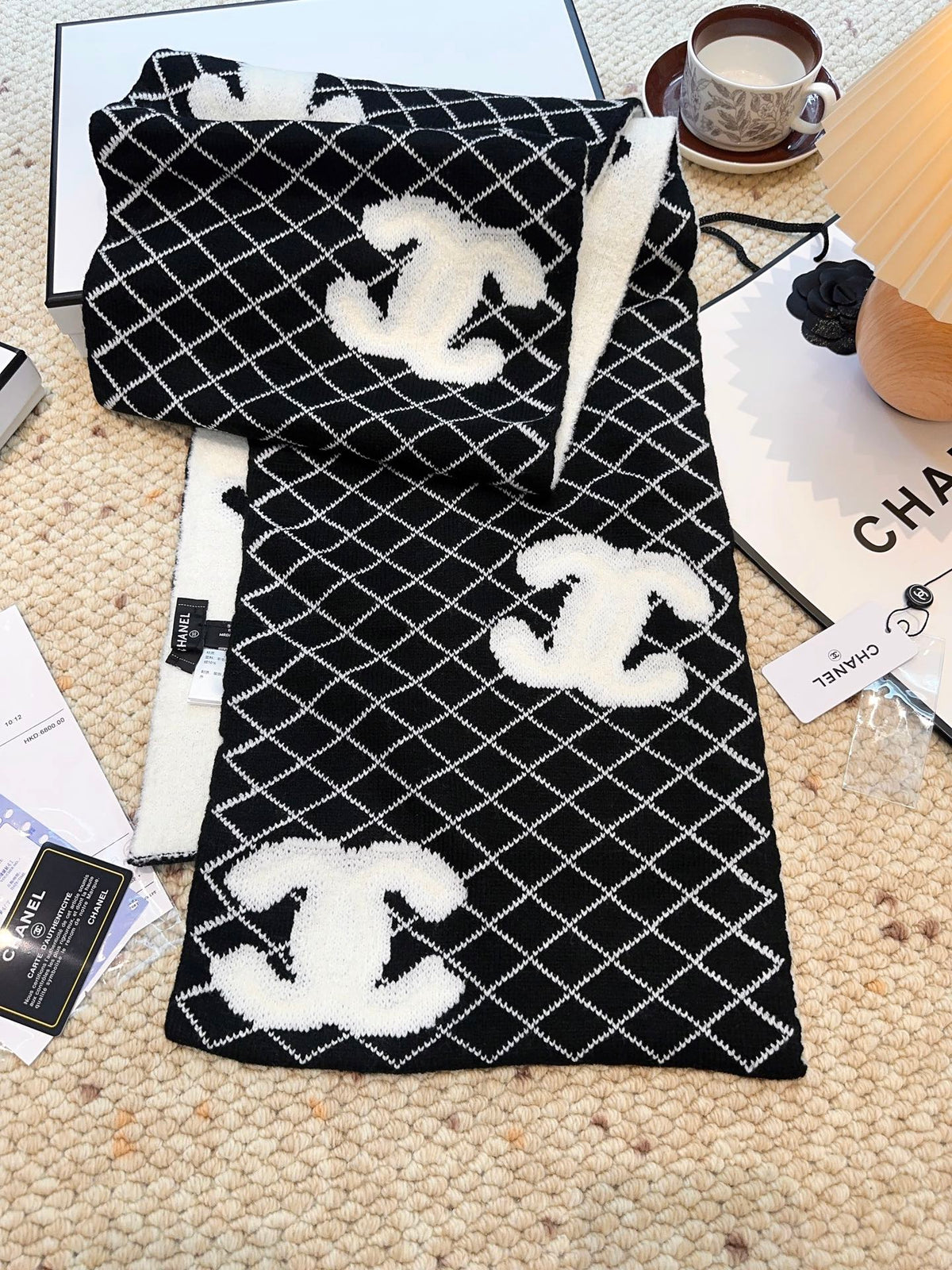 CC 25 Scarf 190cm Black White Wool 968580